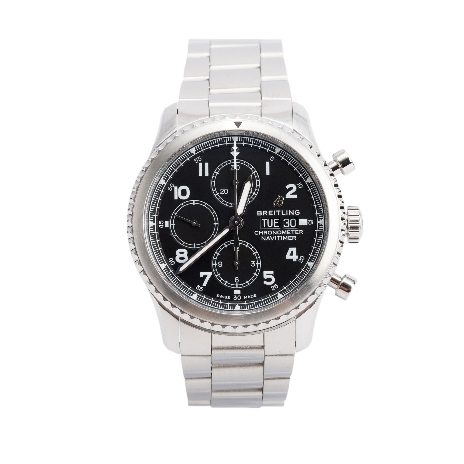 Breitling Stainless Steel Navitimer 8 43 MM Automatic Chronograph Watch Black Dial A13314 w/ Box & Papers