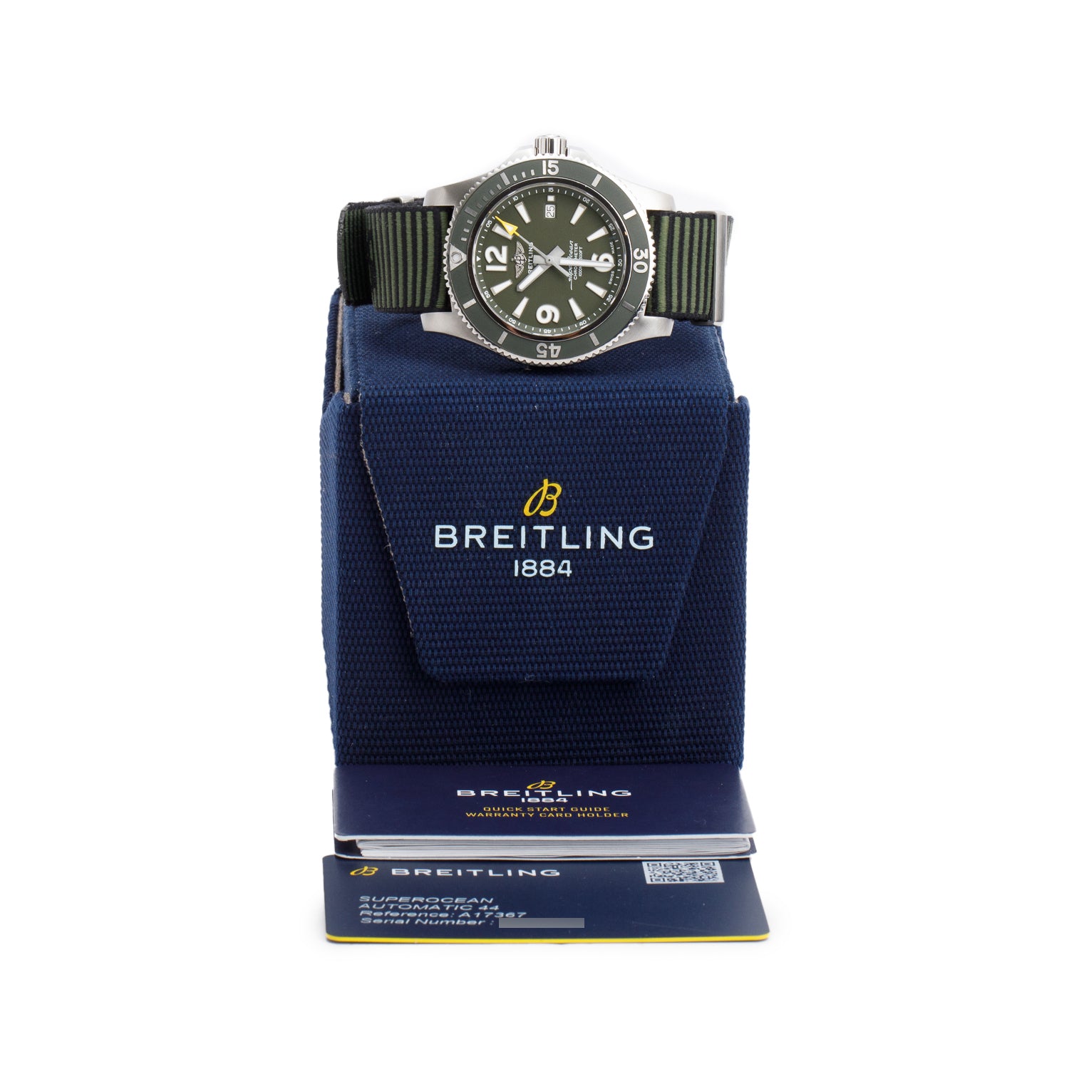 Breitling Stainless Steel Superocean 44 MM Automatic Watch Green Dial A17367 w/ Box & Papers