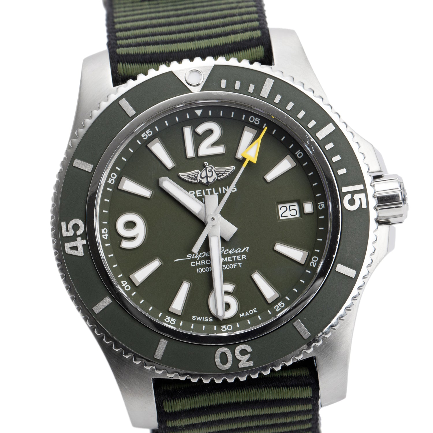 Breitling Stainless Steel Superocean 44 MM Automatic Watch Green Dial A17367 w/ Box & Papers