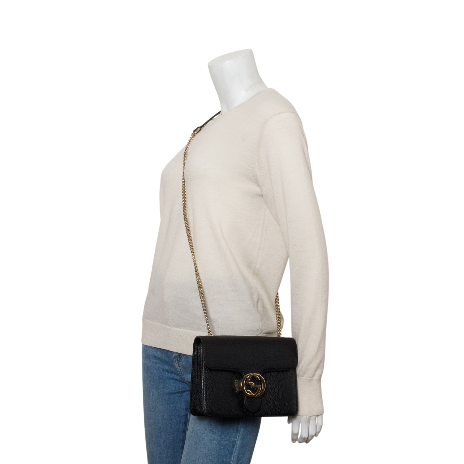 Gucci Black Dollar Calfskin Small Interlocking G Shoulder Bag