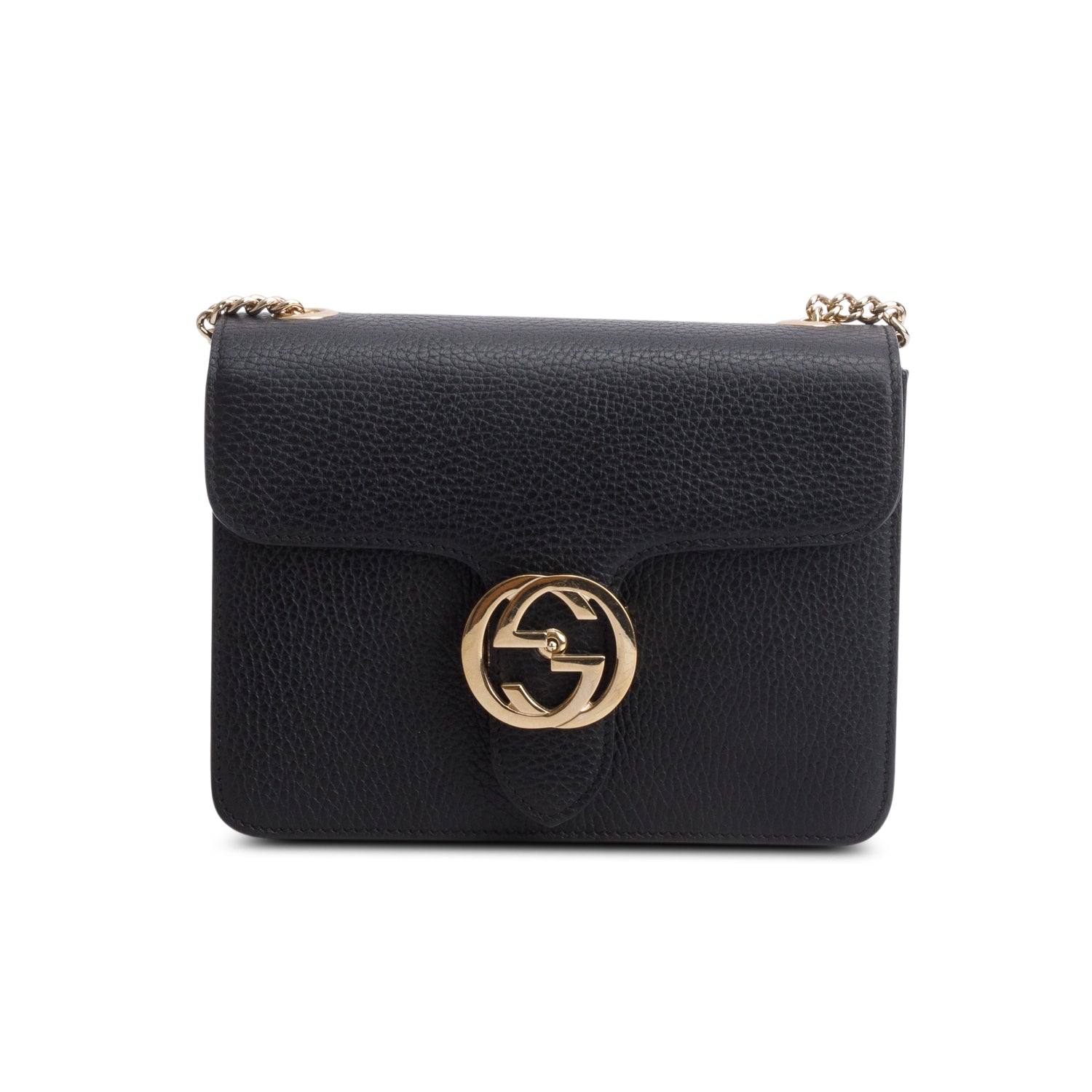 Gucci Black Dollar Calfskin Small Interlocking G Shoulder Bag