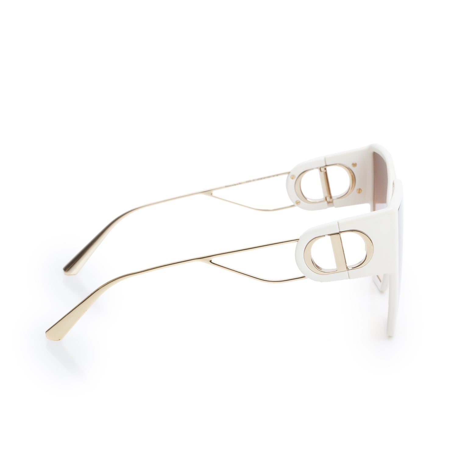 Christian Dior White Acetate 30Montaigne SU Oversize Sunglasses w/ Case