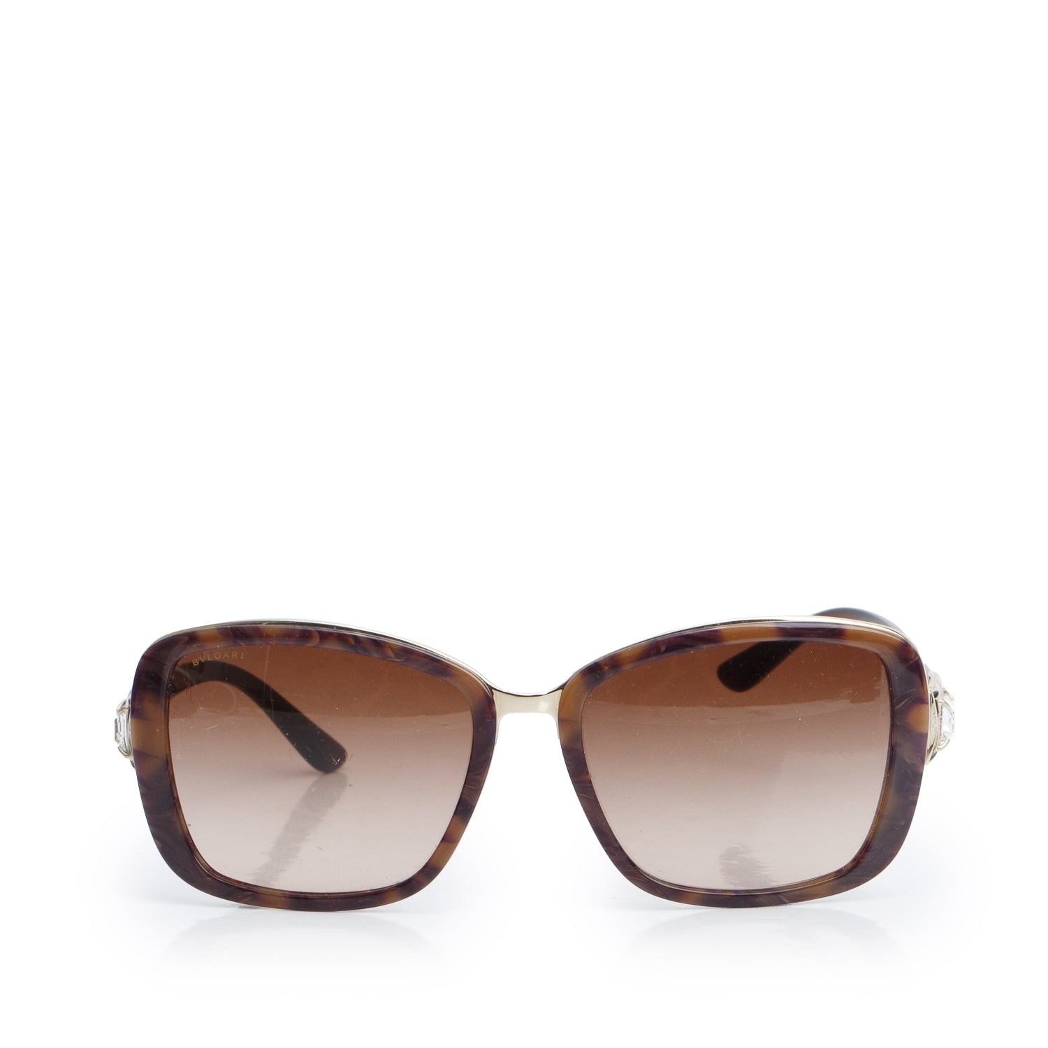 Bvlgari 6060-B Brown Marble Acetate Crystal Square Sunglasses w/ Case