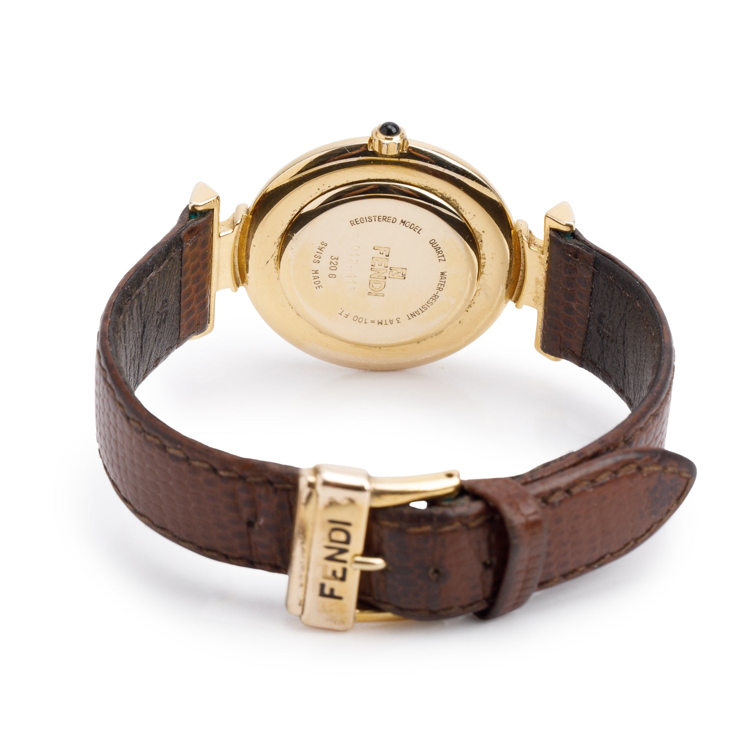 Fendi Gold-Plated Stainless Steel 320G 32 MM Quartz Watch Grey Logo Dial
