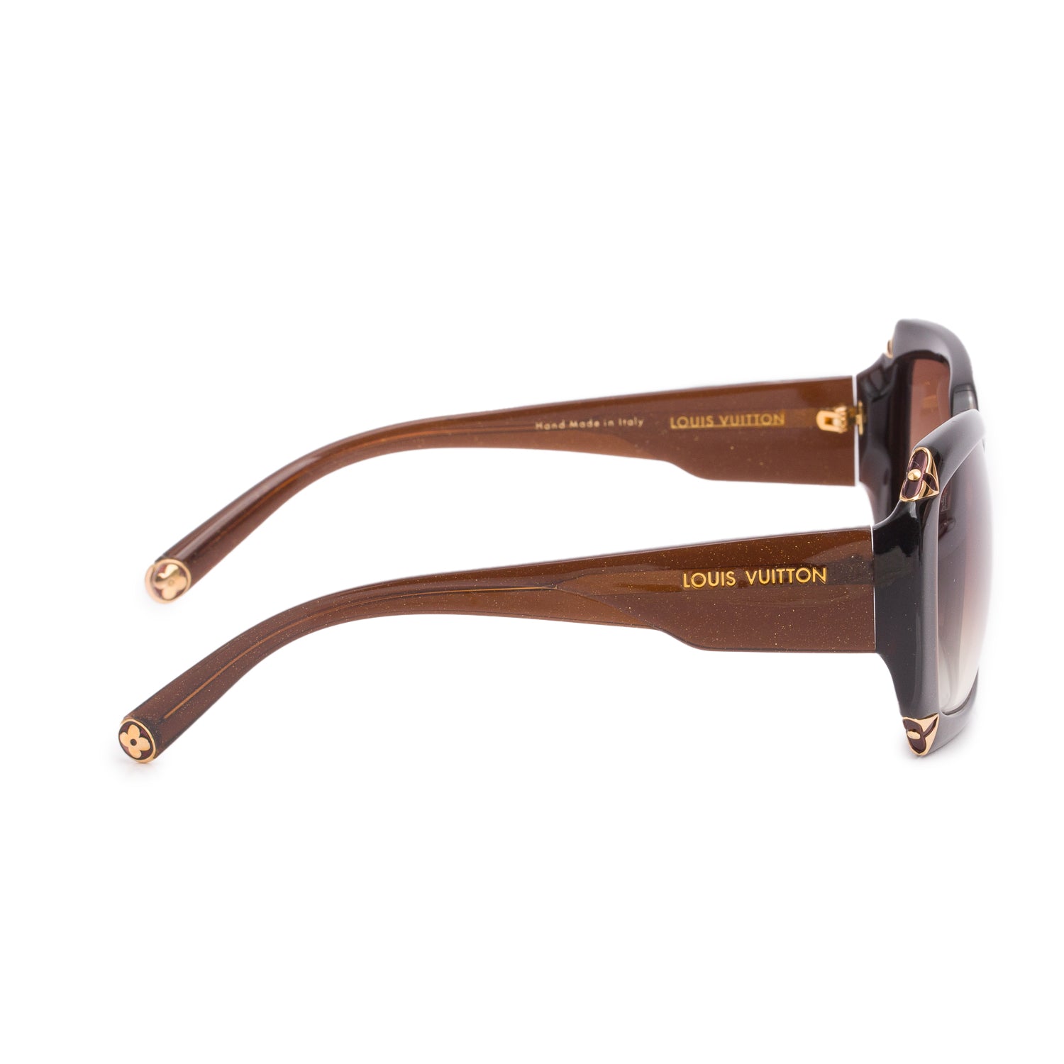 Louis Vuitton Z0366E Brown Glitter Hortensia Square Sunglasses w/ Case