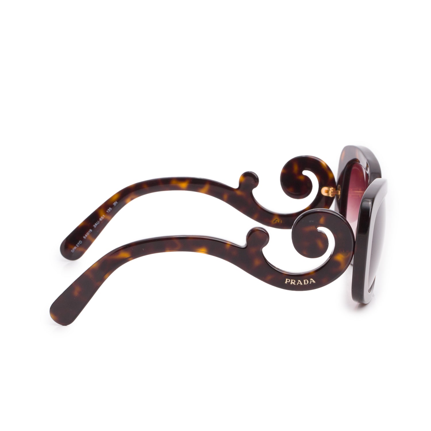 Prada SPR 27O Havana Acetate Baroque Spiral Sunglasses