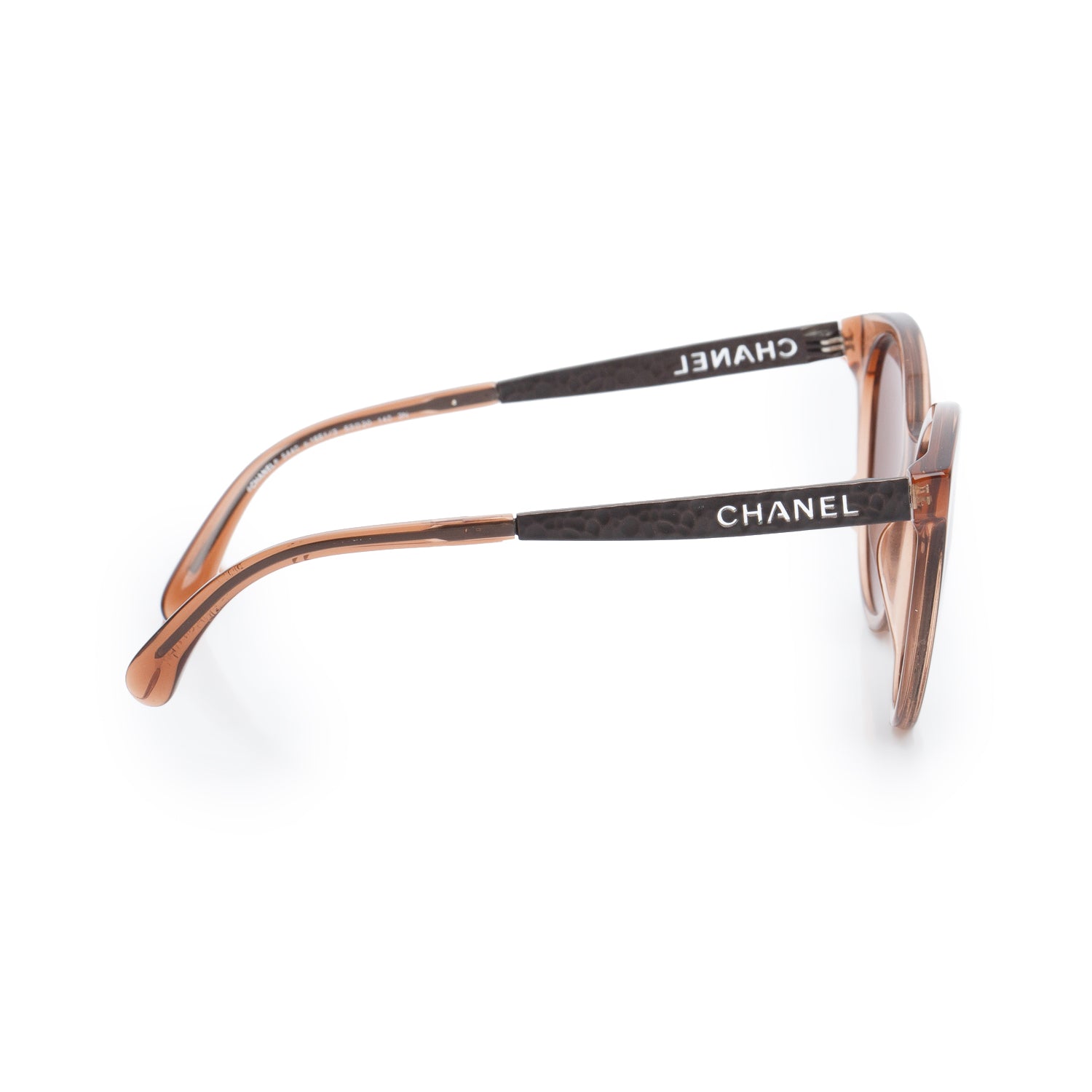 Chanel 5440 Brown Acetate Logo Polarized Round Sunglasses w/ Case