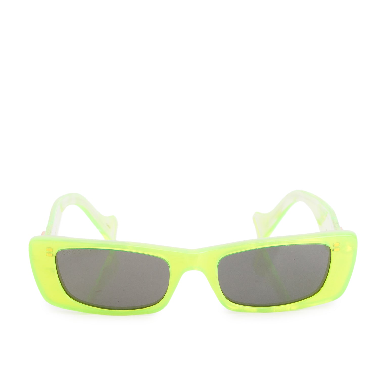 Gucci GG0516S Fluorescent Yellow Acetate Rectangular Sunglasses