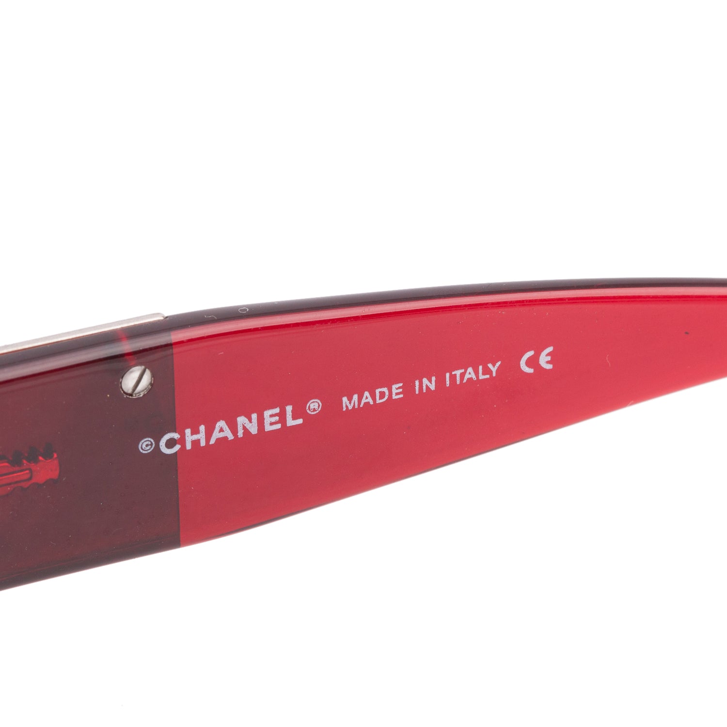 Chanel 4095-B Red Rimless Crystal CC Logo Square Sunglasses