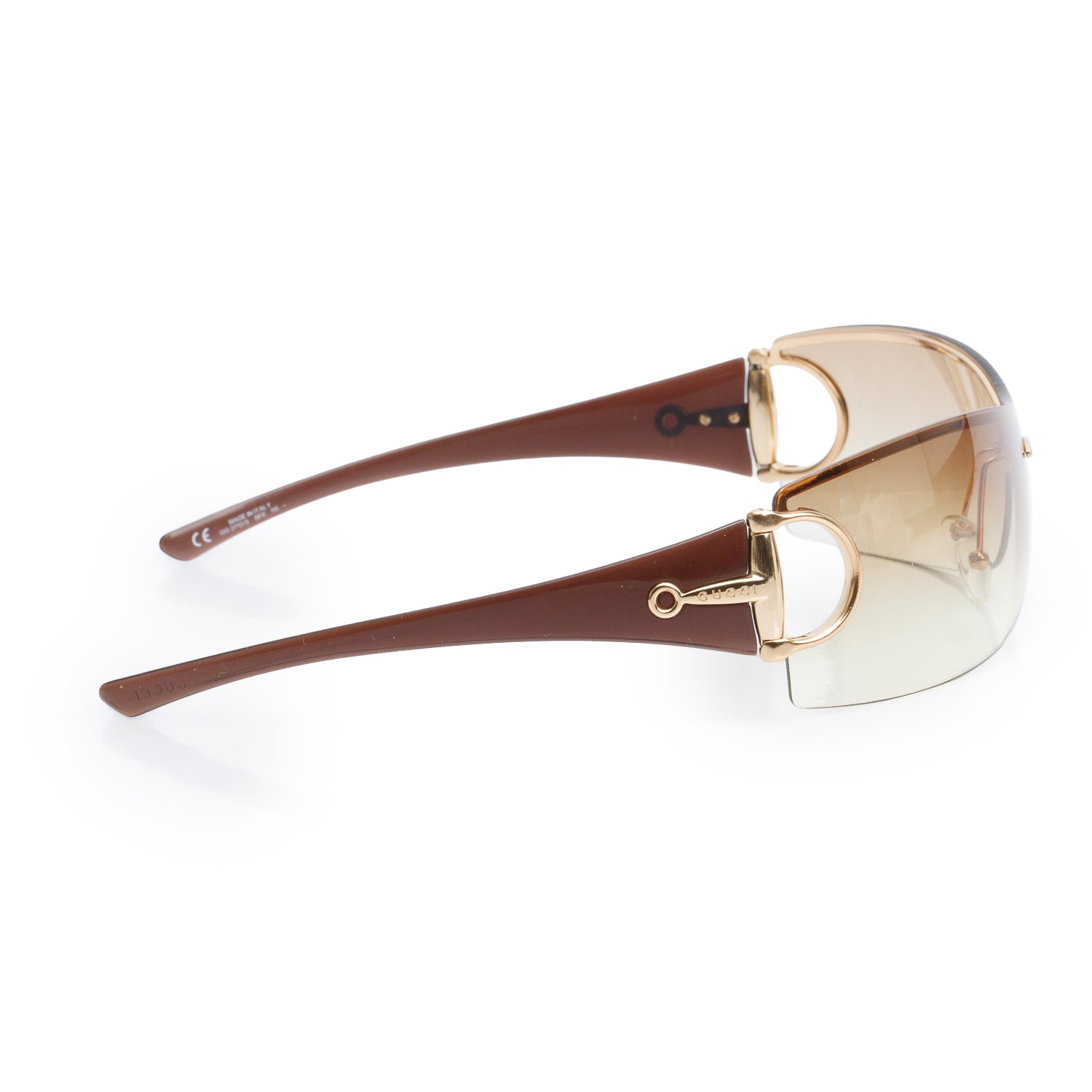 Gucci GG2712/S Brown Acetate Horsebit Shield Sunglasses w/ Case