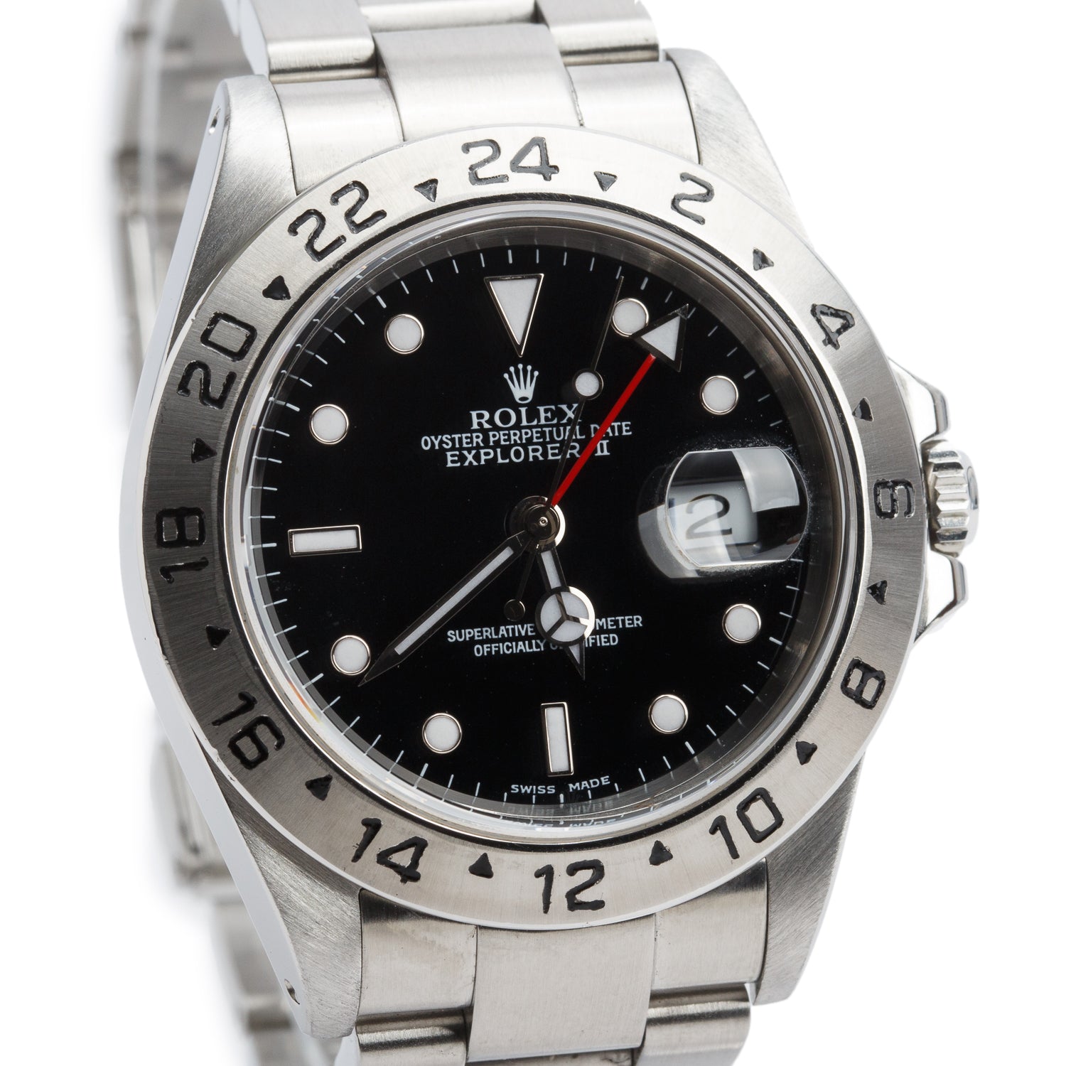 Rolex Stainless Steel Oyster Perpetual Explorer II 40 MM Watch Black Dial 16570 w/ Box & Papers