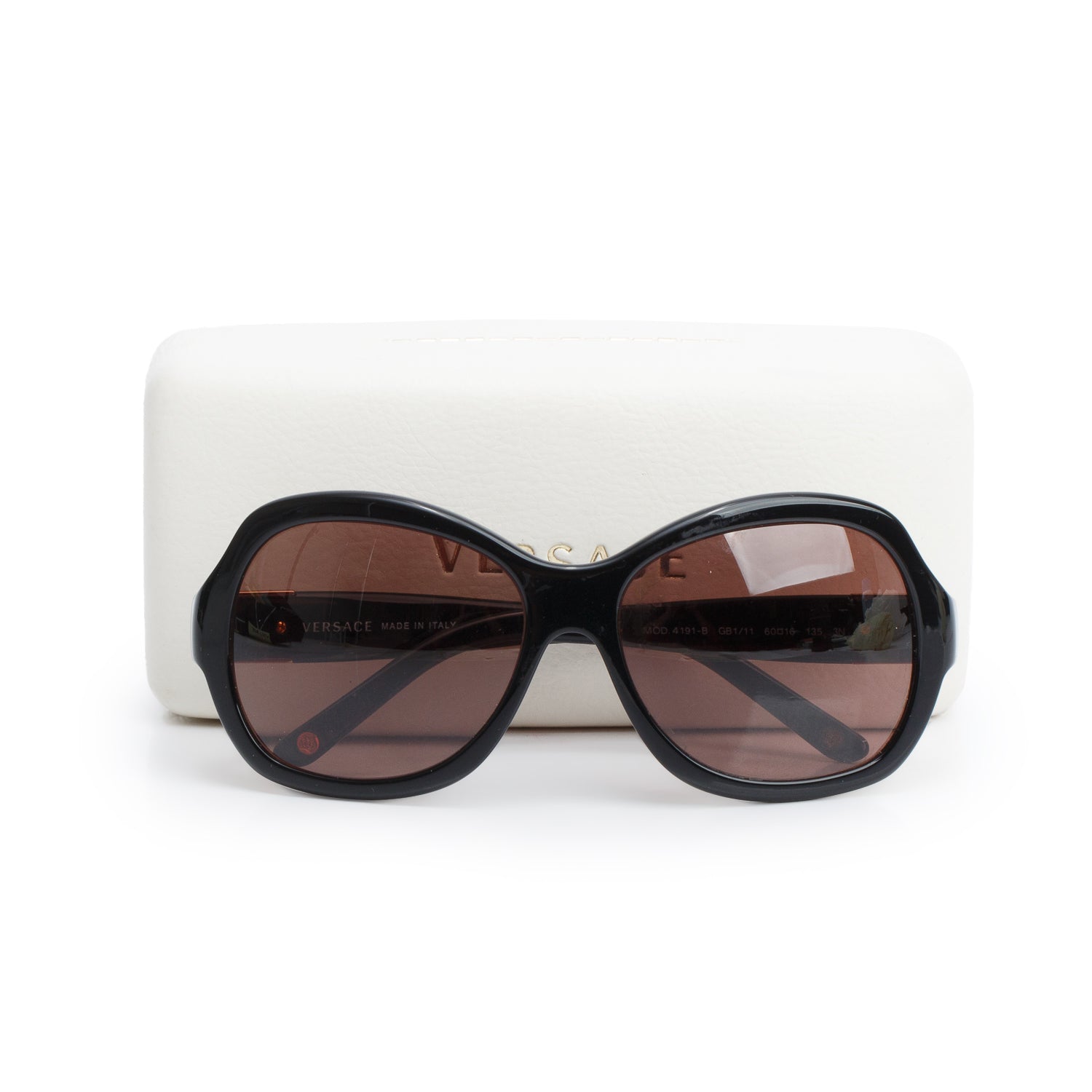Versace 4191-B Black Medusa Crystal Round Sunglasses w/ Case