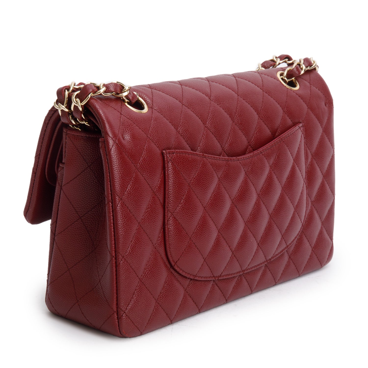 Chanel Burgundy Caviar Classic Medium Double Flap Bag