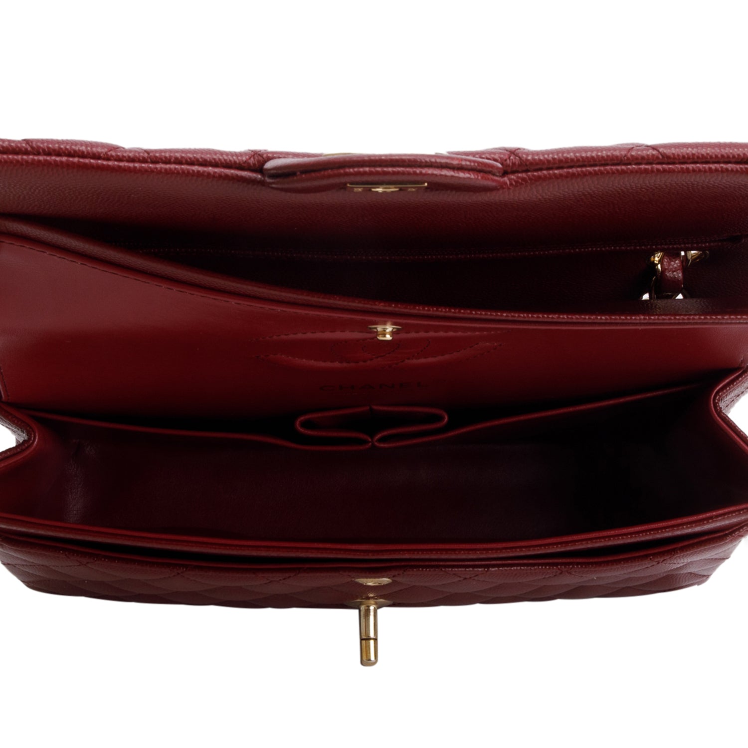 Chanel Burgundy Caviar Classic Medium Double Flap Bag