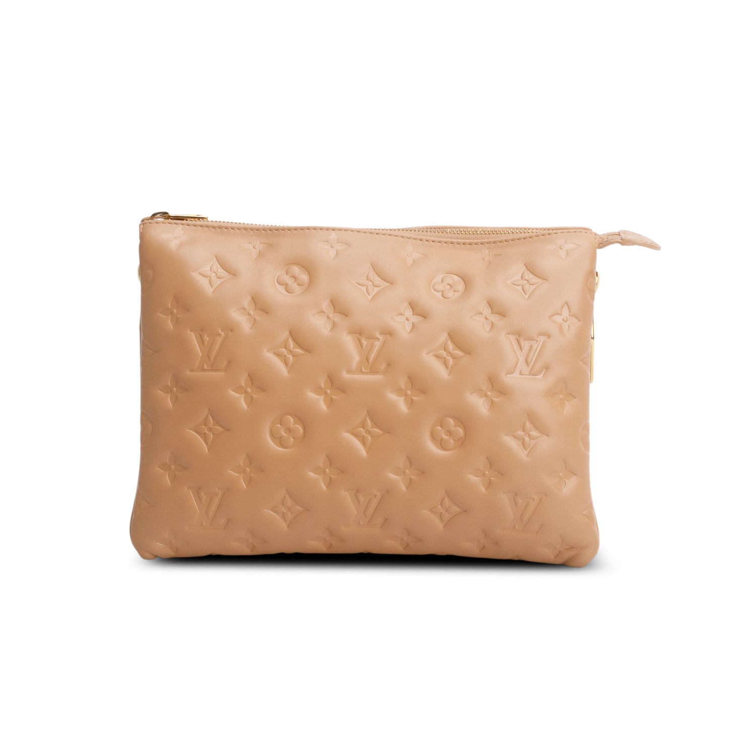 Louis Vuitton Brown Monogram Embossed Lambskin Leather Coussin PM w/ Straps