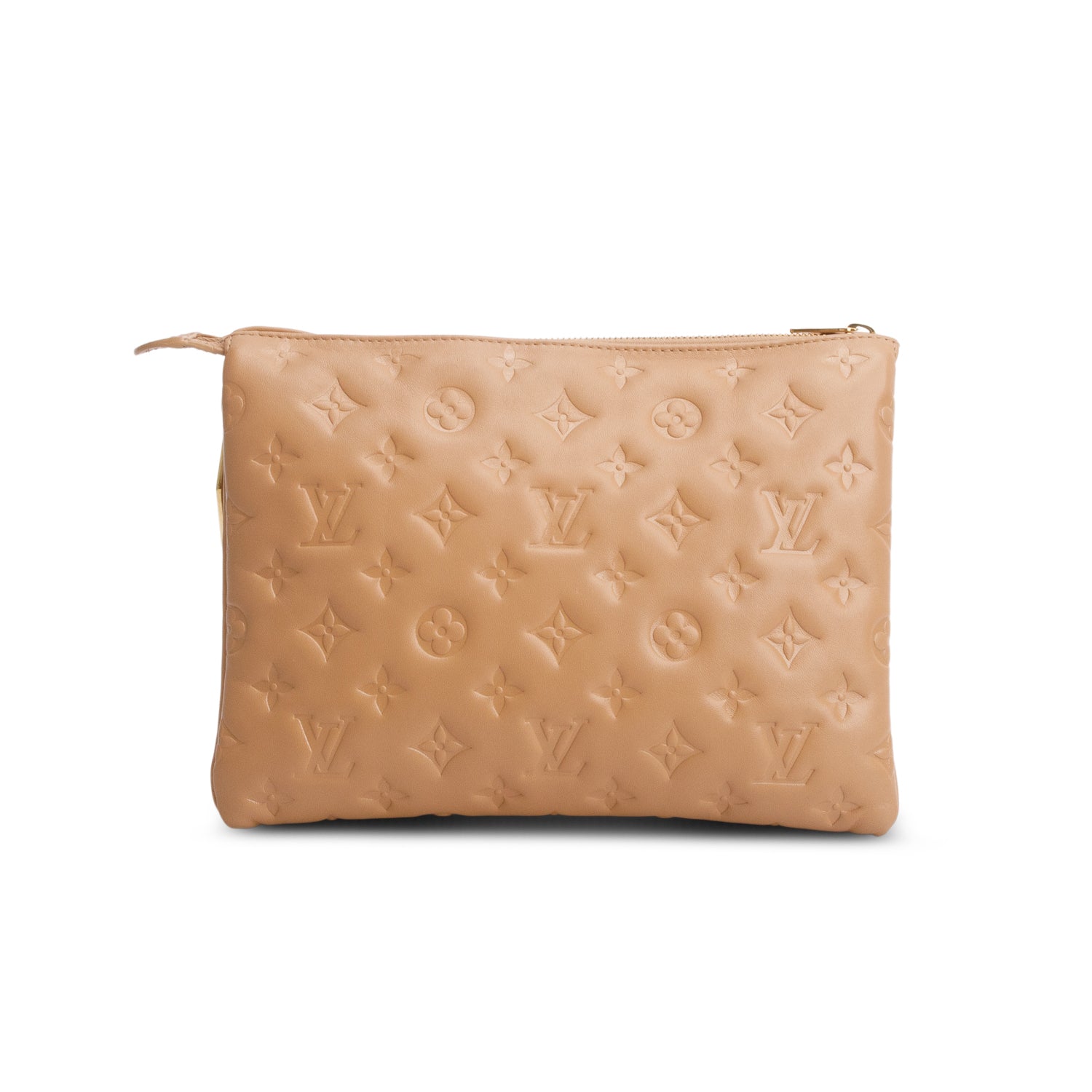 Louis Vuitton Brown Monogram Embossed Lambskin Leather Coussin PM w/ Straps