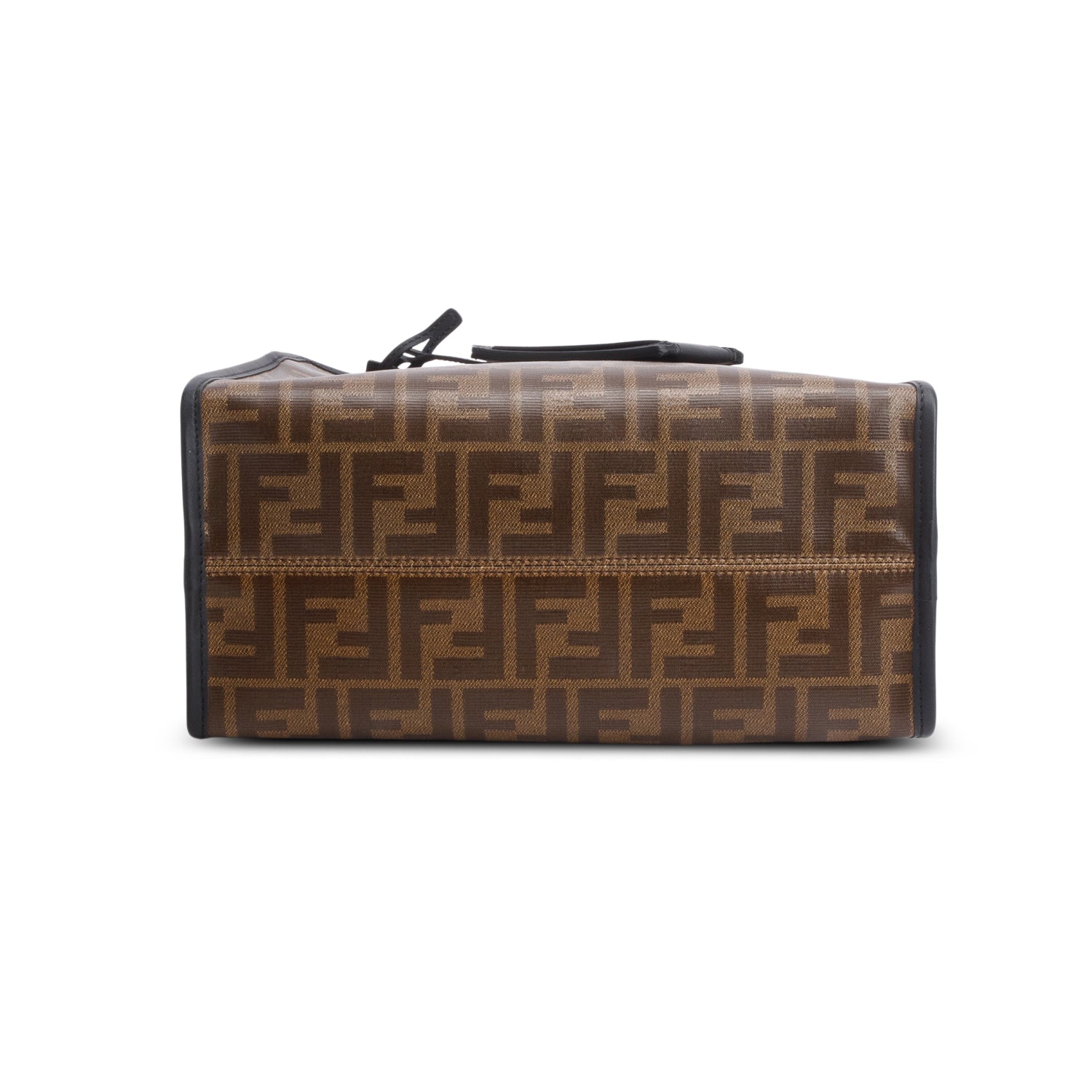 Fendi Brown Glazed Fabric Vitello Century FF 1974 Stamp Patch Mini Peekaboo Defender Cover