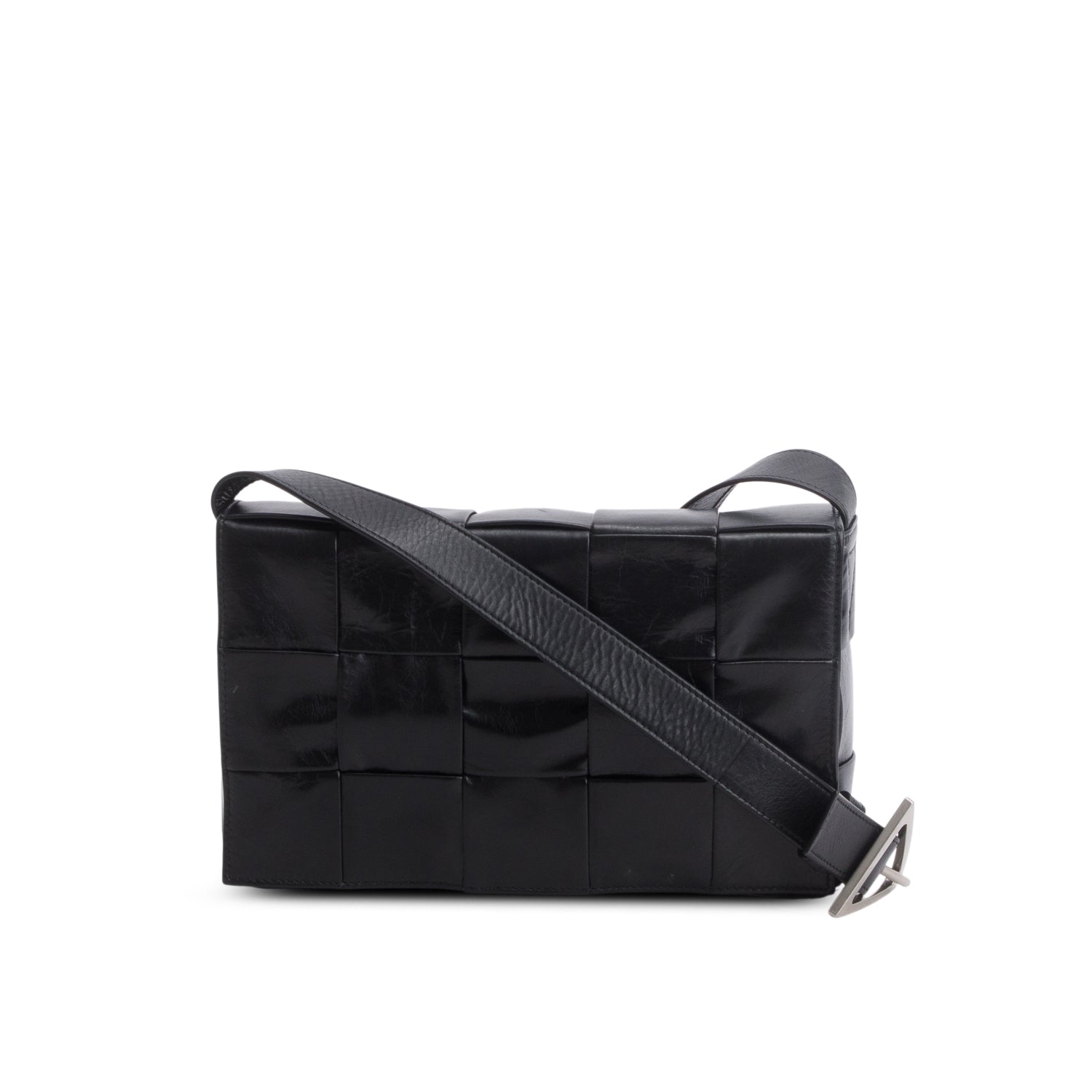Bottega Veneta Black Paper Calfskin Maxi Intrecciato Small Cassette Crossbody Bag