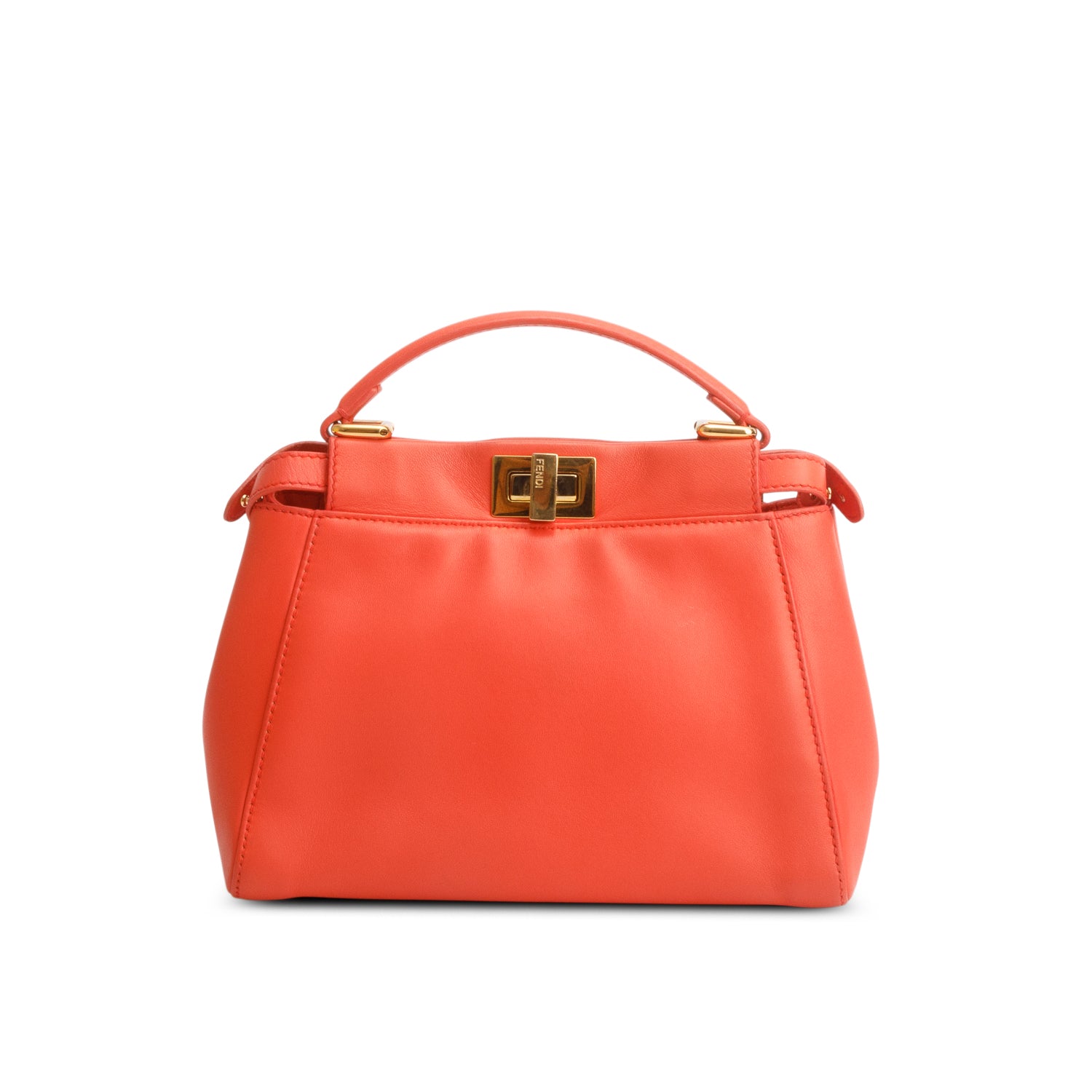 Fendi Orange Nappa Mini Peekaboo Iconic Satchel w/ Box & Strap