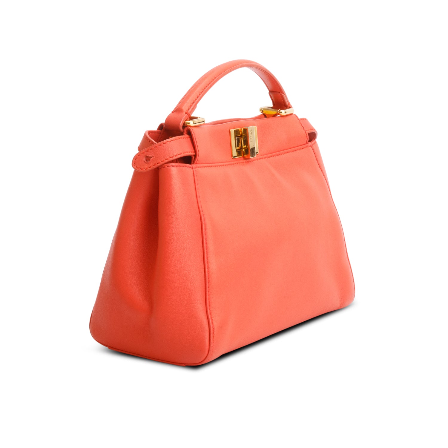 Fendi Orange Nappa Mini Peekaboo Iconic Satchel w/ Box & Strap