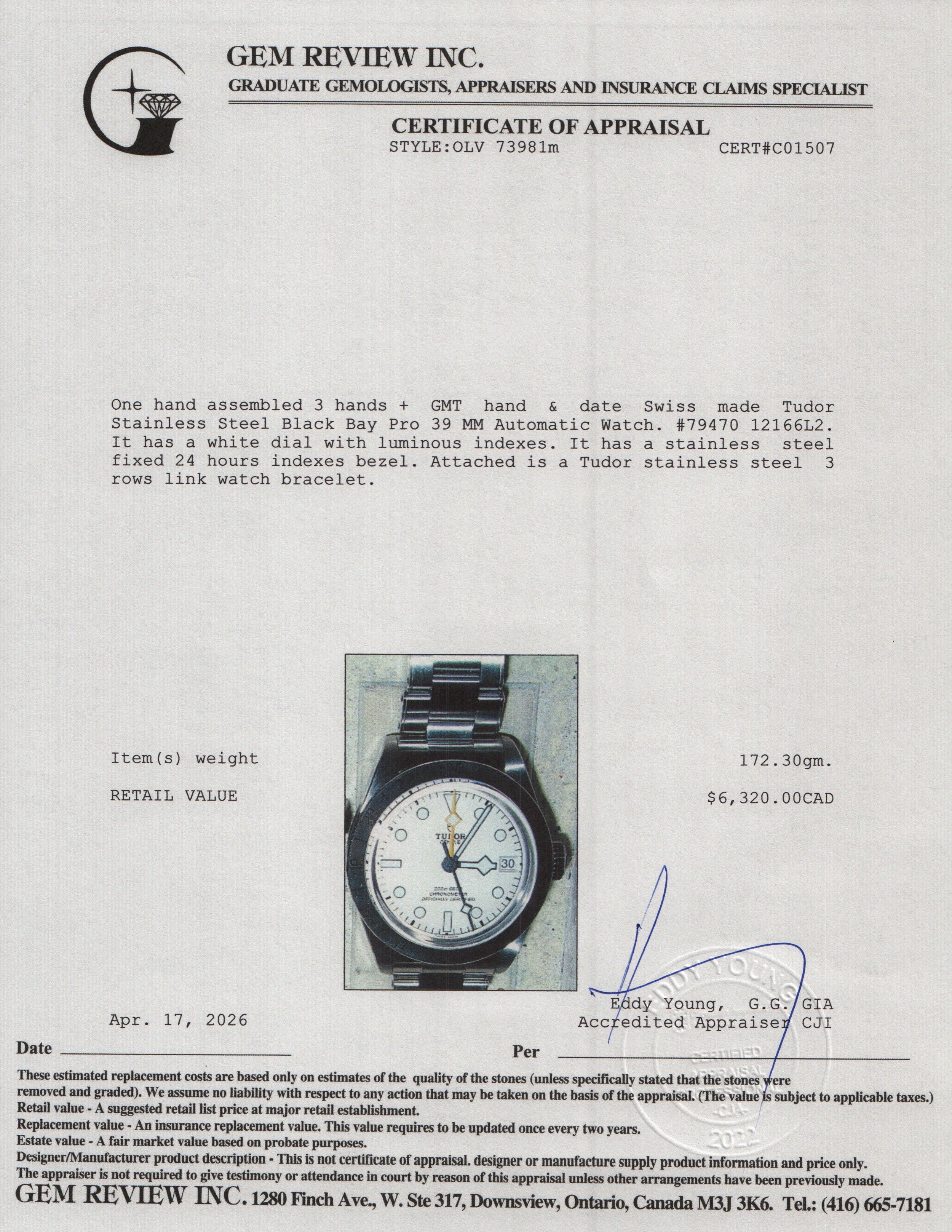 Tudor 2026 Stainless Steel Black Bay Pro 39 MM Automatic Watch White Dial 79470 w/ Box & Papers