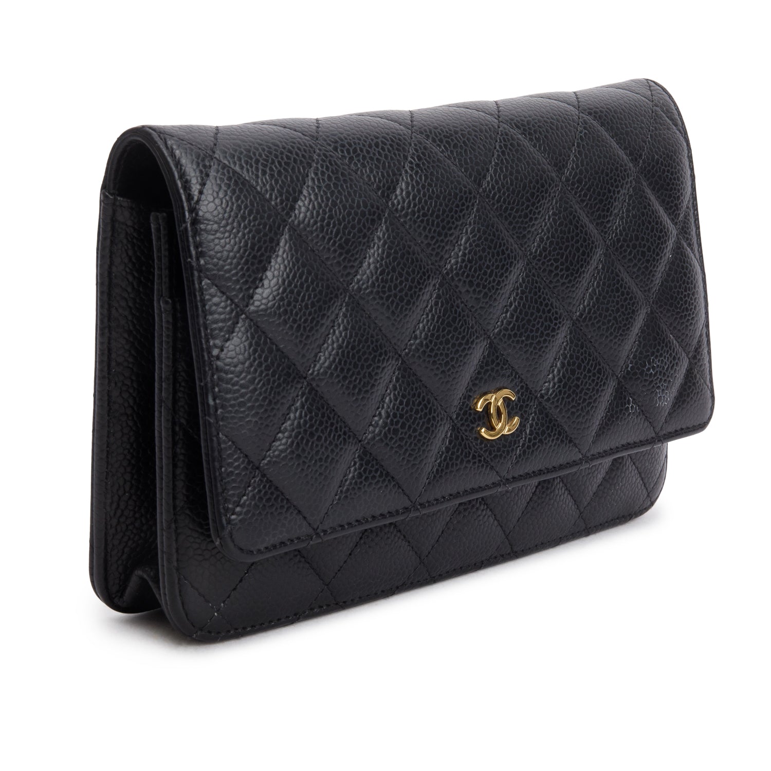Chanel Black Caviar Quilted Classic Wallet on Chain