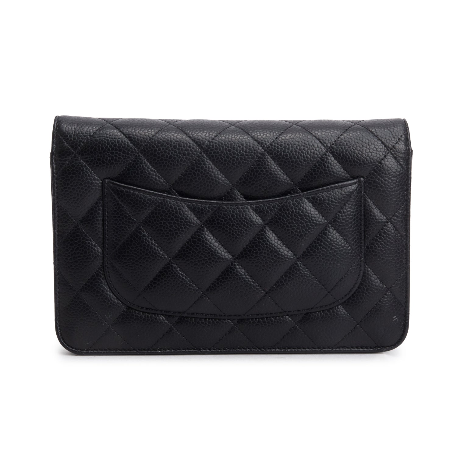 Chanel Black Caviar Quilted Classic Wallet on Chain