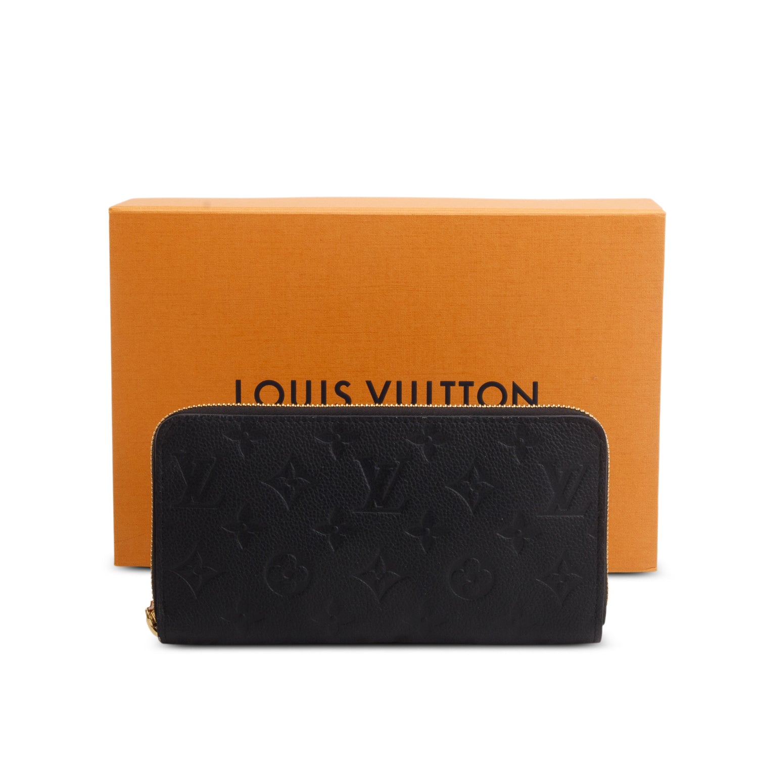 Louis Vuitton Black Monogram Empreinte Leather Zippy Wallet w/ Box