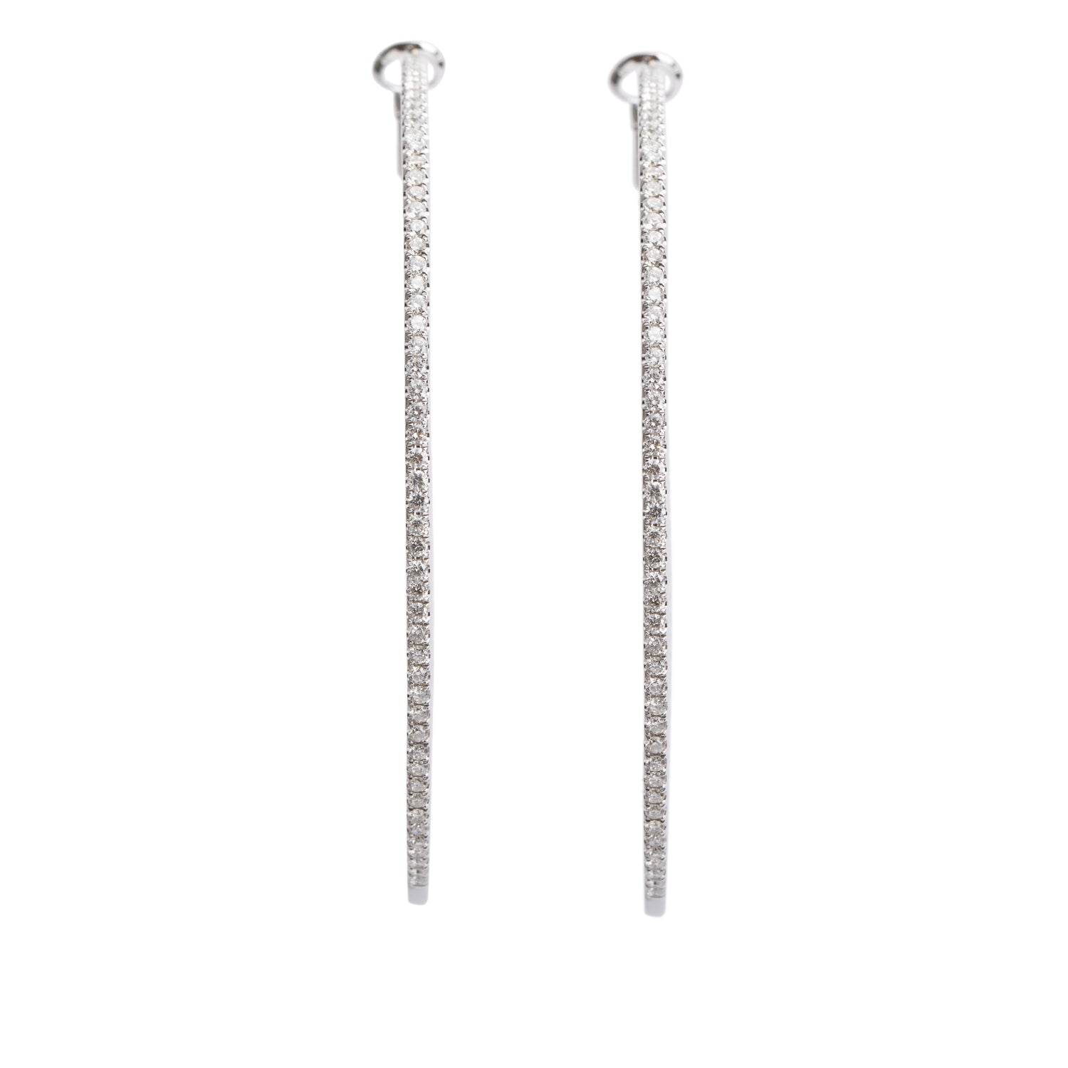 18k White Gold 3.09 tcw. Diamond Inside-Out Hoop Earrings