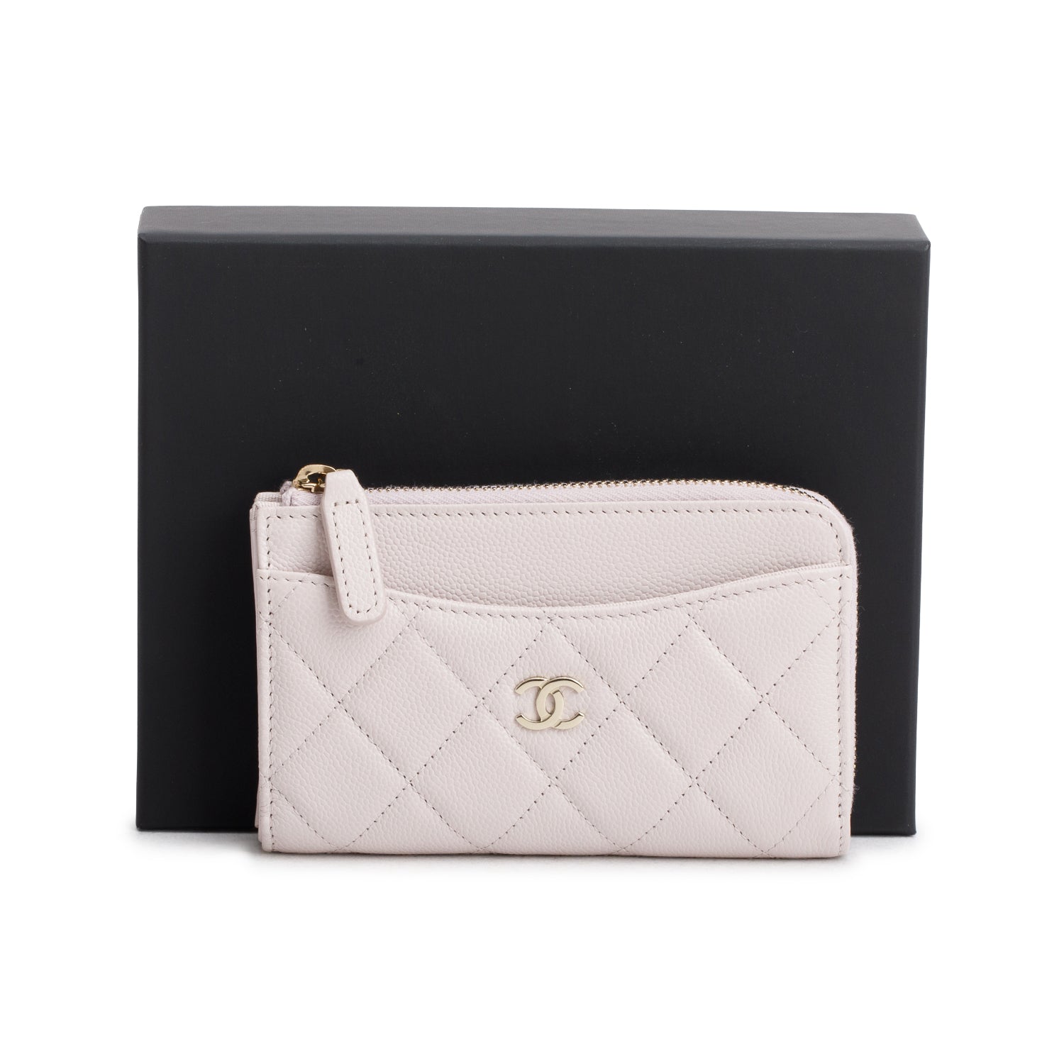 Chanel 2025 Pink Quilted Caviar Leather Classic Zipped Card Holder w/ Box & Receipt