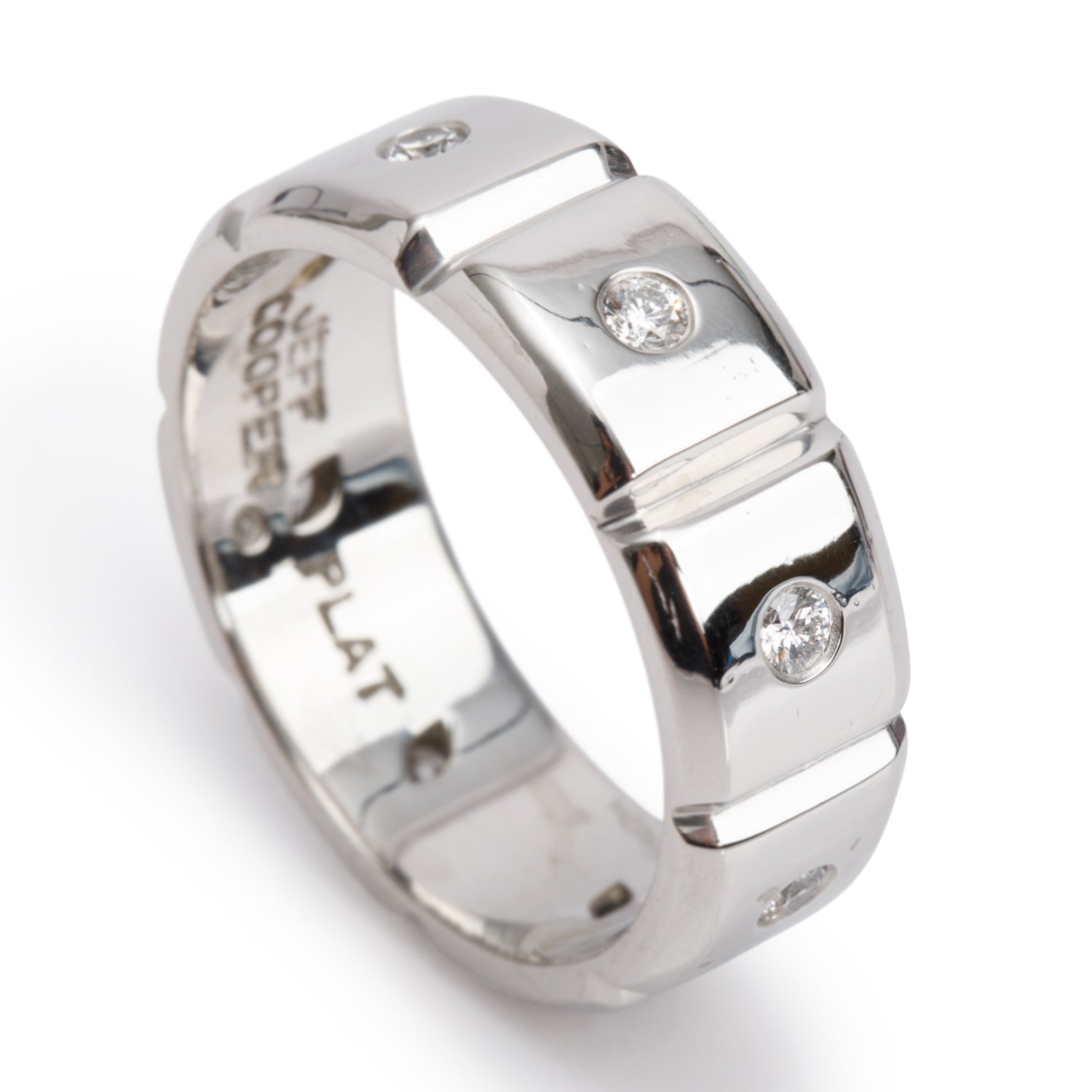 Jeff Cooper Platinum Diamond Ethan Men's Wedding Band Ring, Size 11