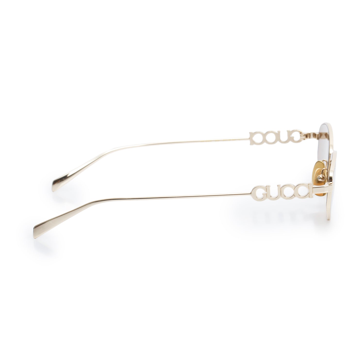 Gucci GG1802S Gold-Tone Metal Oval Frame Sunglasses