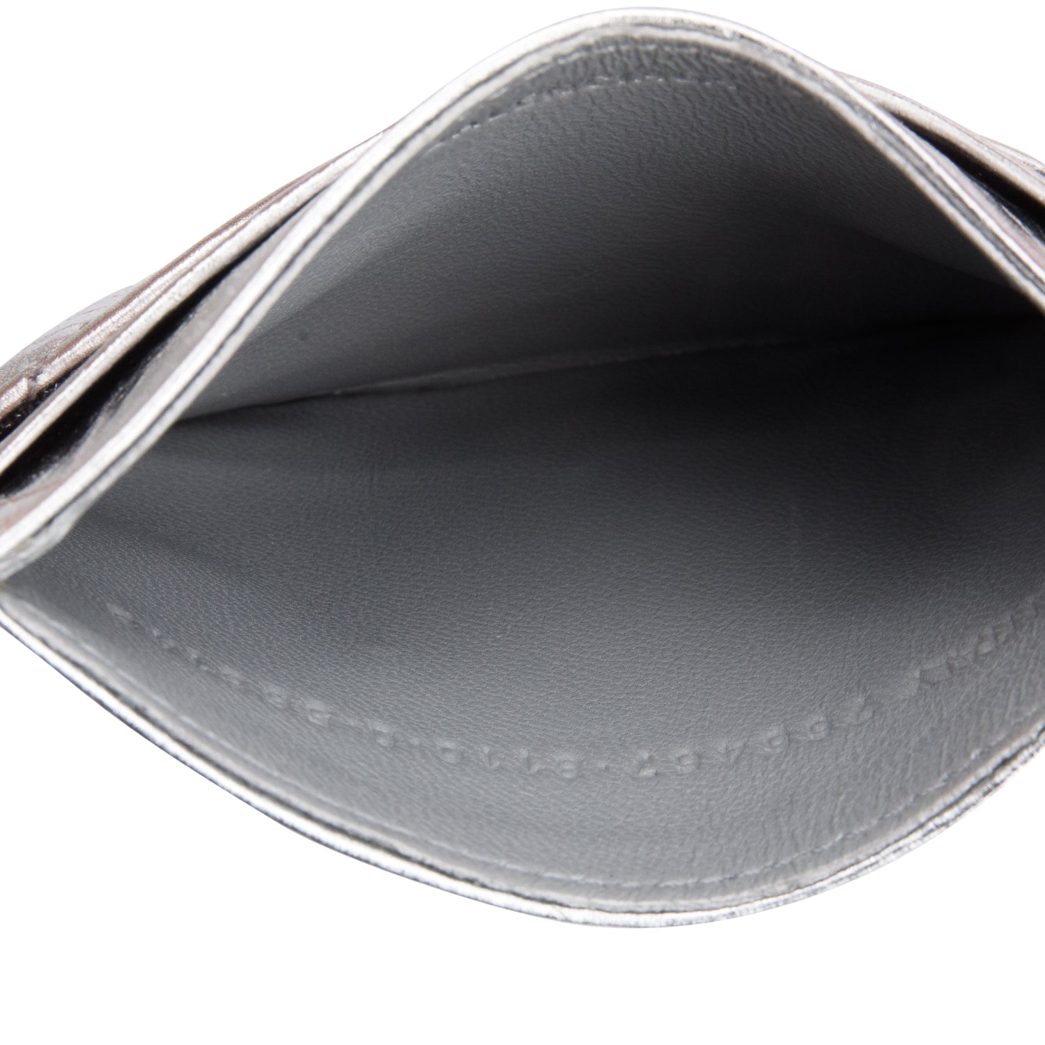 Balenciaga Silver Calfskin Quilted Crush Card Holder w/ Box