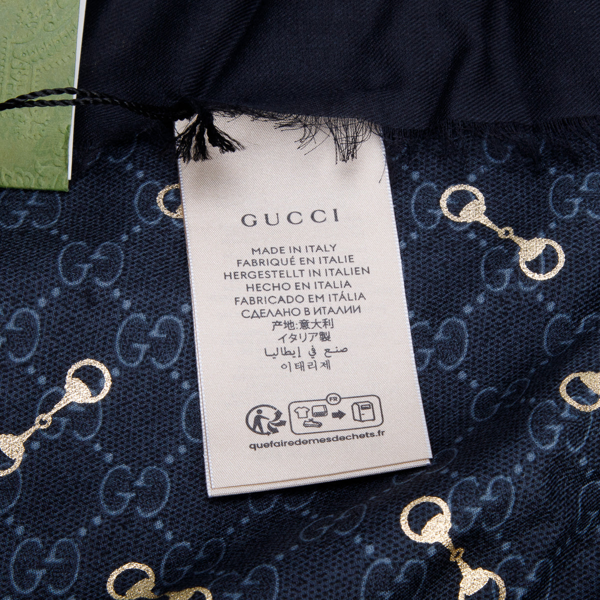 Gucci Black Monogram Big Gold Horsebit Print Shawl w/ Box