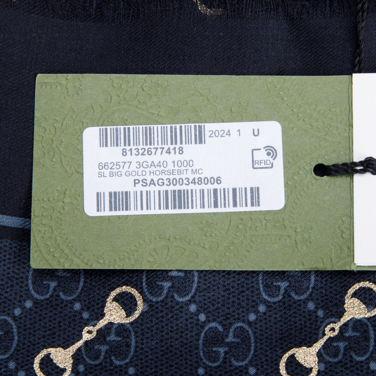 Gucci Black Monogram Big Gold Horsebit Print Shawl w/ Box