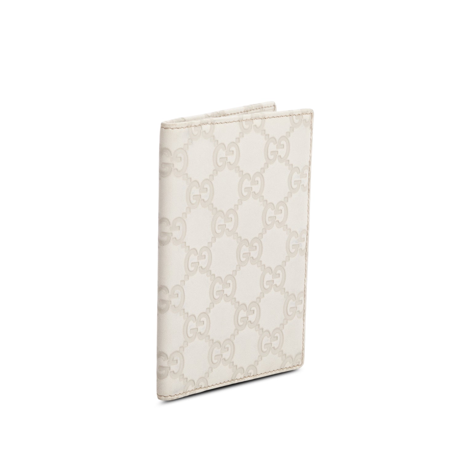 Gucci Beige Signature Smooth Leather Emblem Passport Case