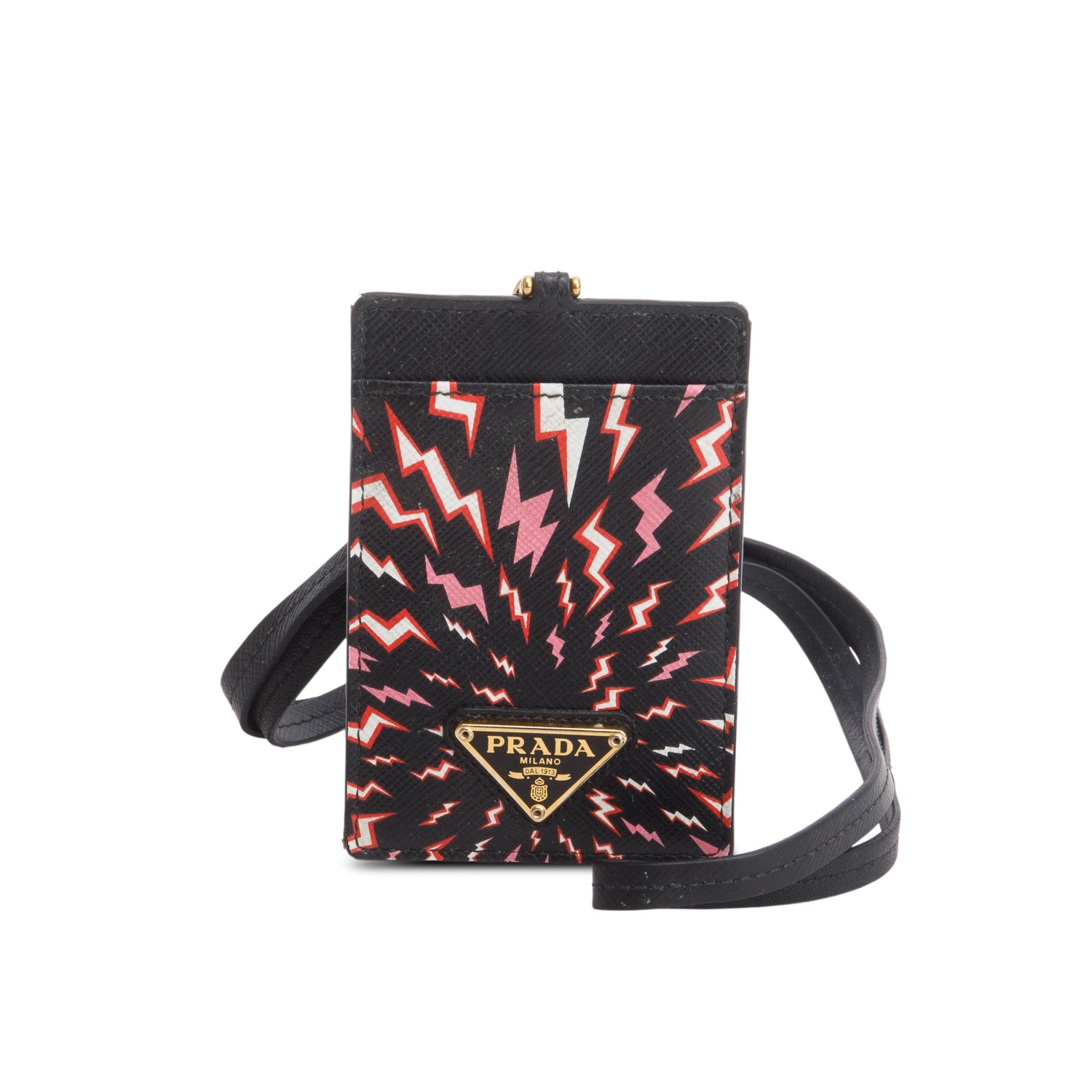 Prada x Universal Studios Black Saffiano Thunder Frankenstein Badge Holder