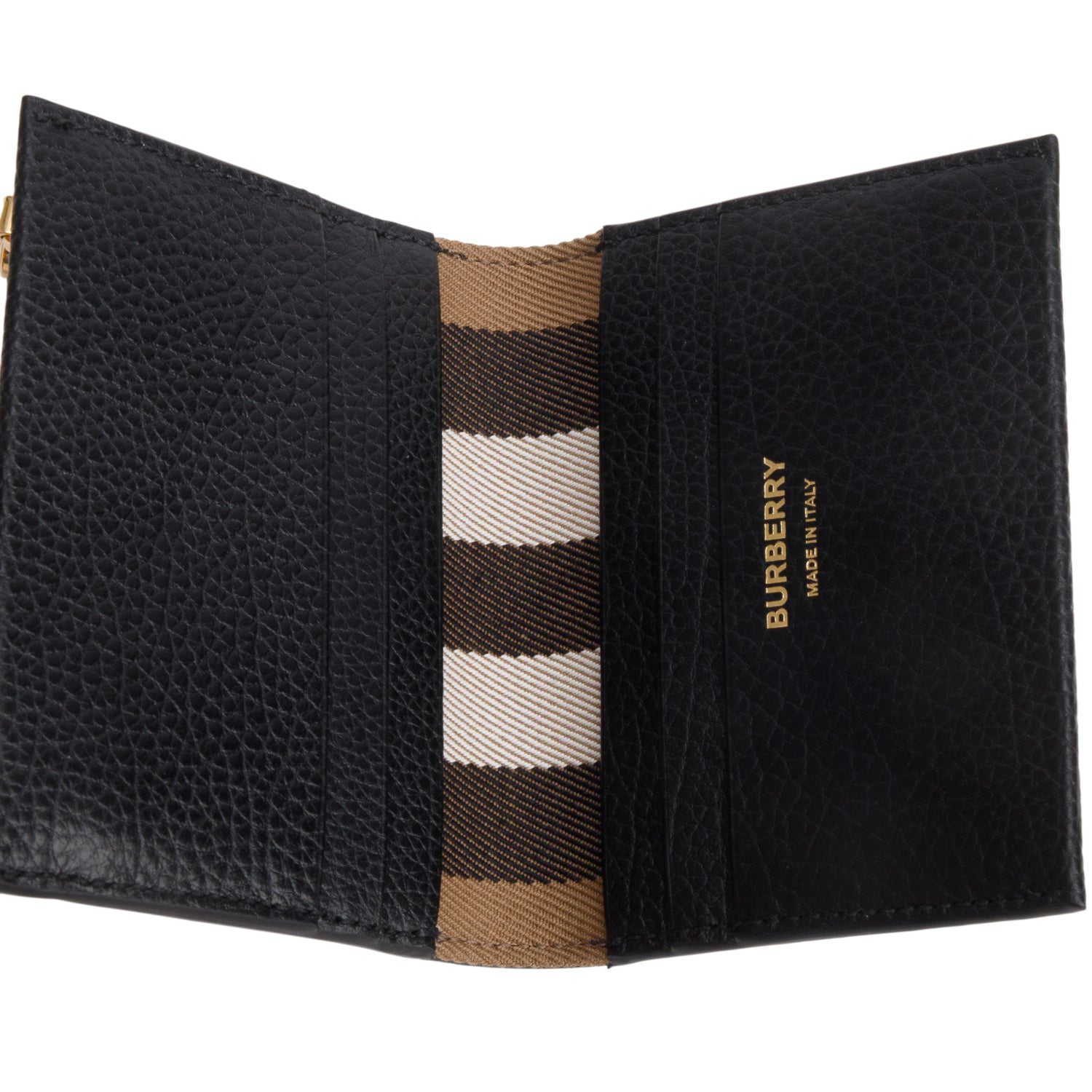 Burberry Black Grained Calfskin Edie Bi-Fold Wallet
