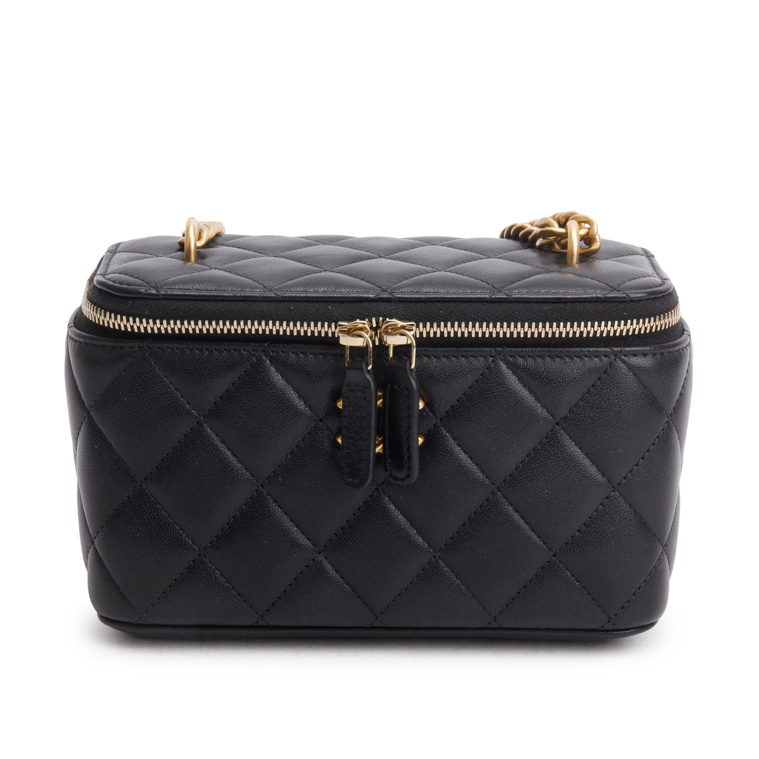 Chanel 2024 Black Lambskin Quilted Small Vanity Heart Crush Bag w/ Box & Receipt