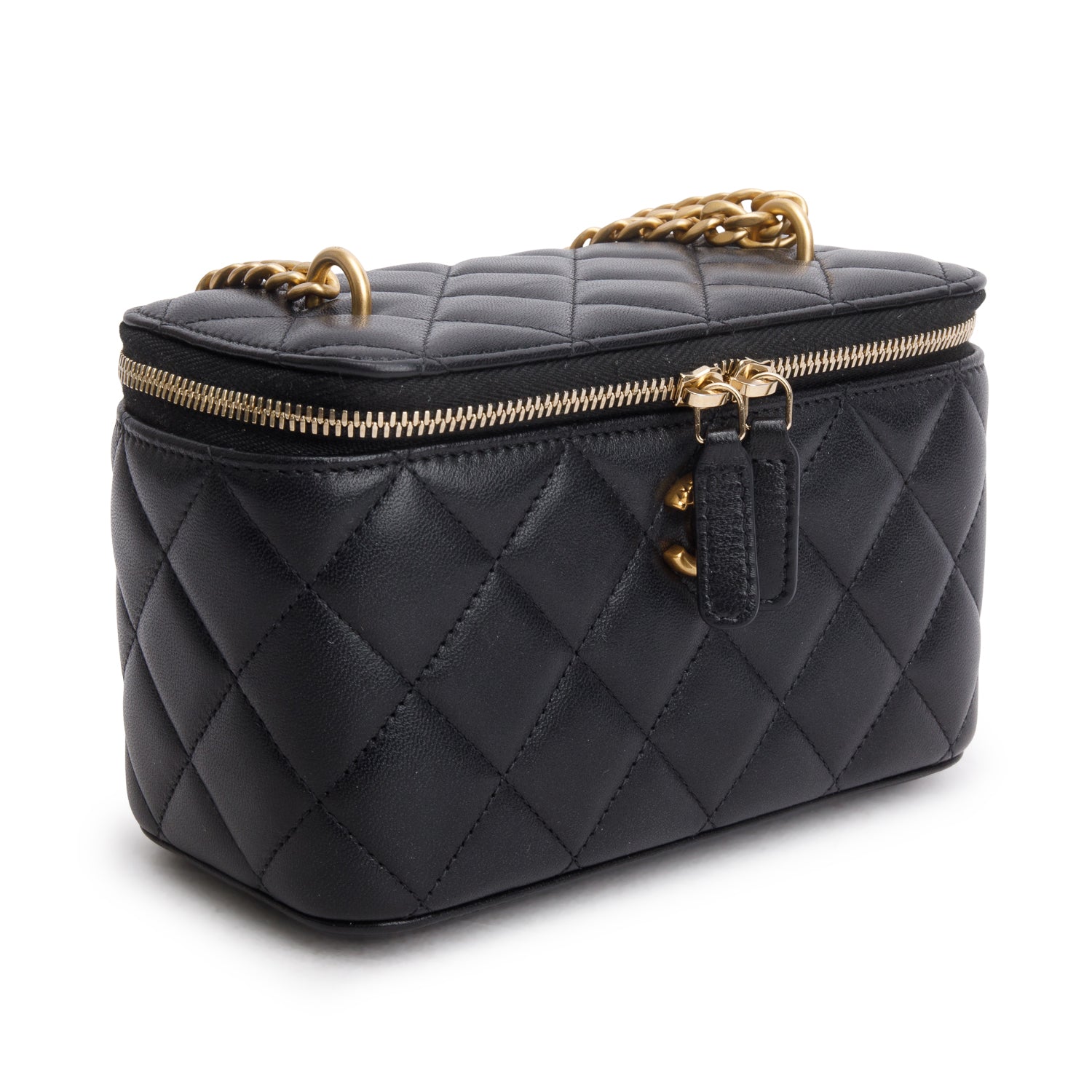 Chanel 2024 Black Lambskin Quilted Small Vanity Heart Crush Bag w/ Box & Receipt