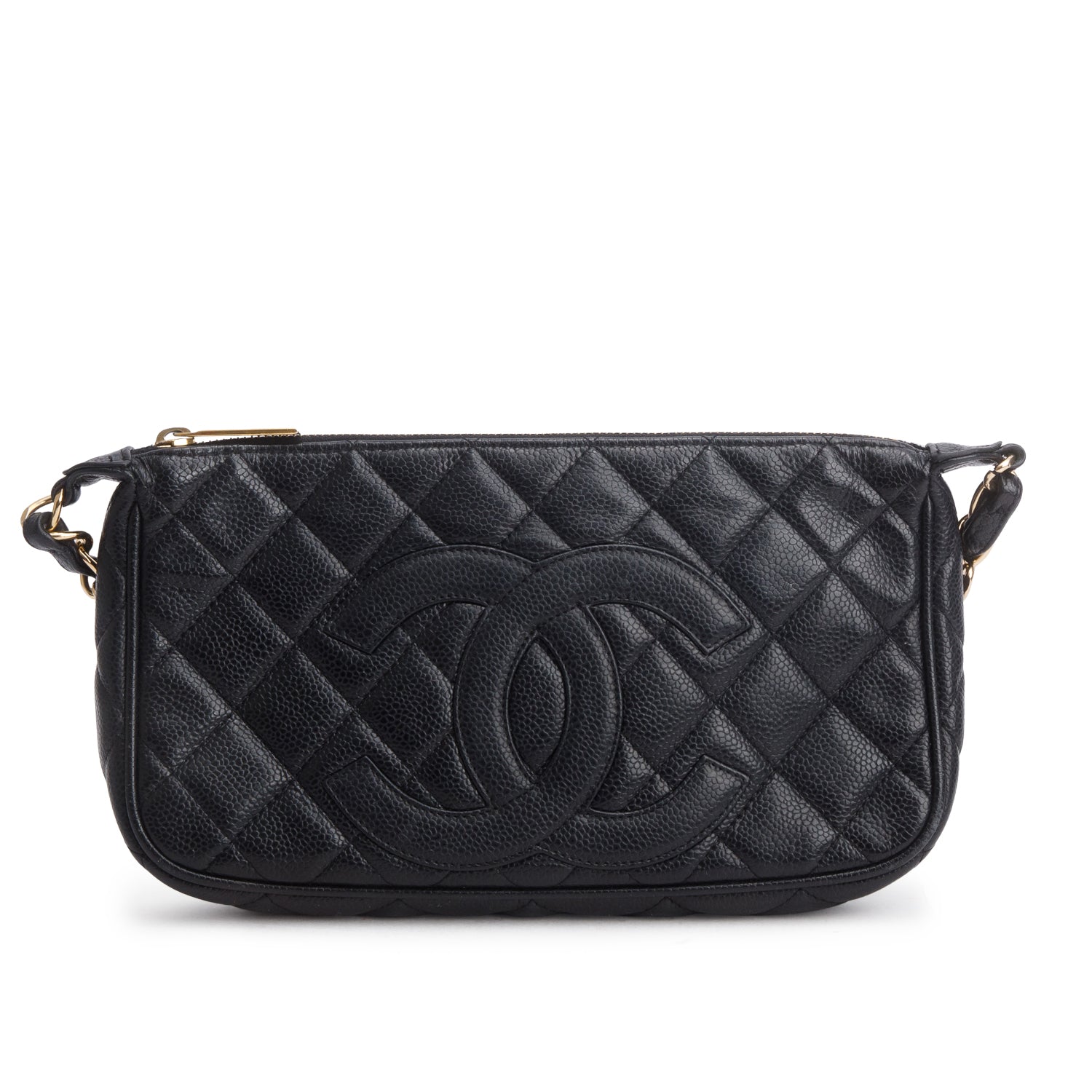 Chanel Black Caviar Quilted Timeless CC Shoulder Bag