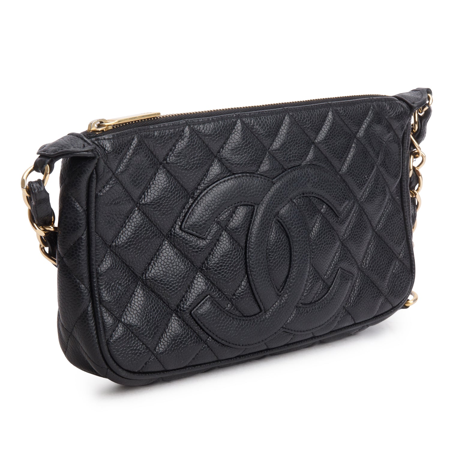 Chanel Black Caviar Quilted Timeless CC Shoulder Bag