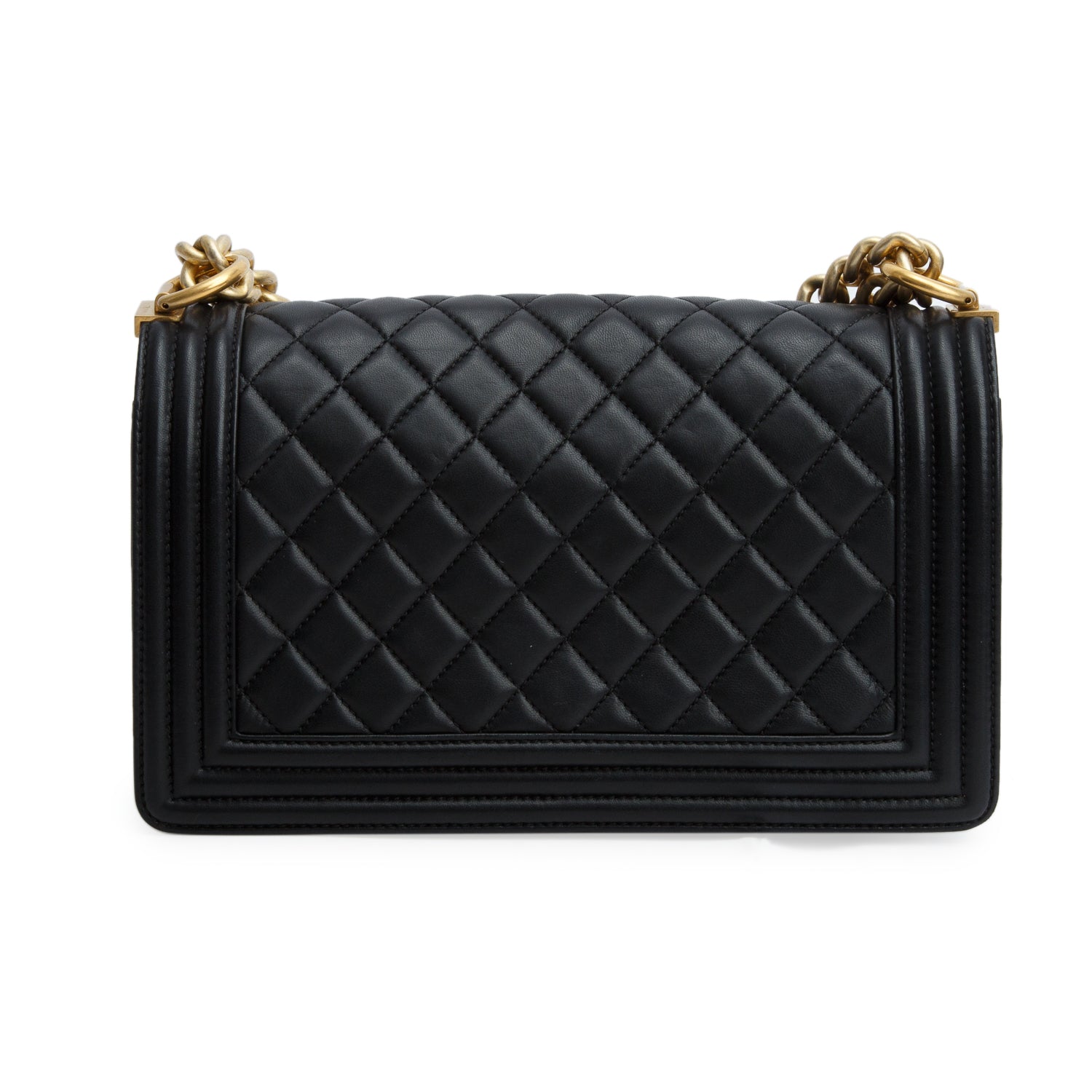 Chanel Black Quilted Lambskin Leather Medium Boy Bag w/ Box & Authenticity Card