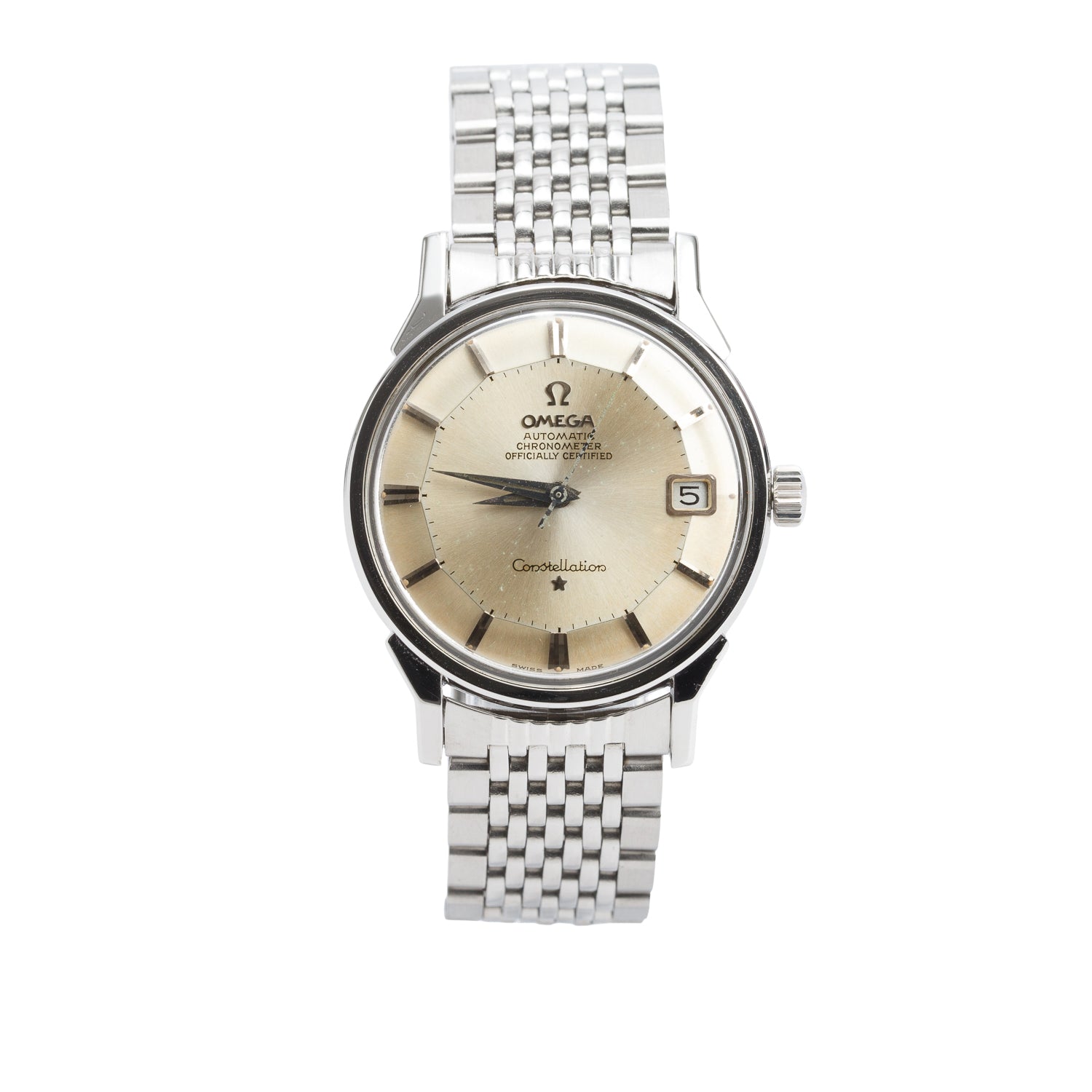 Omega Vintage Stainless Steel Constellation 34 MM Automatic Watch Pie-Pan Dial