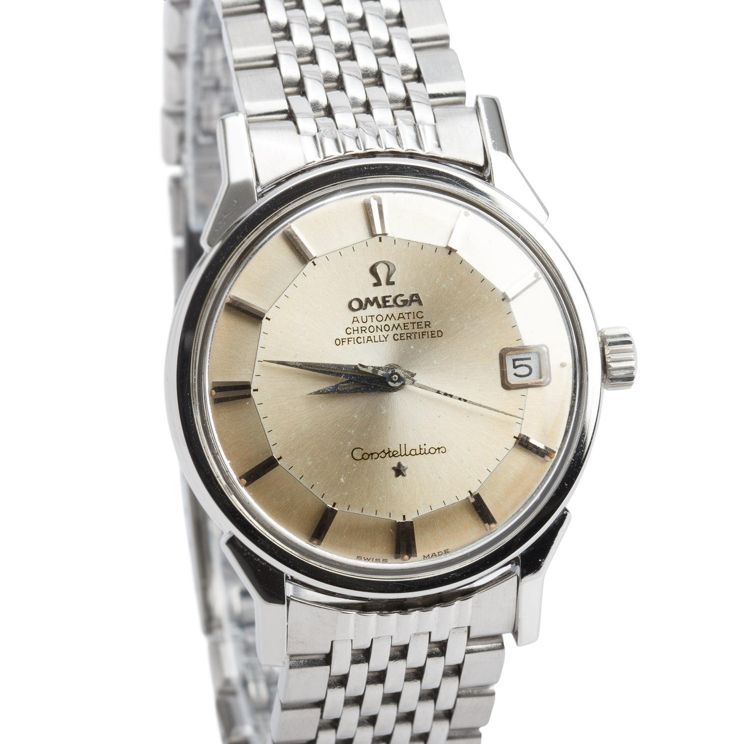 Omega Vintage Stainless Steel Constellation 34 MM Automatic Watch Pie-Pan Dial