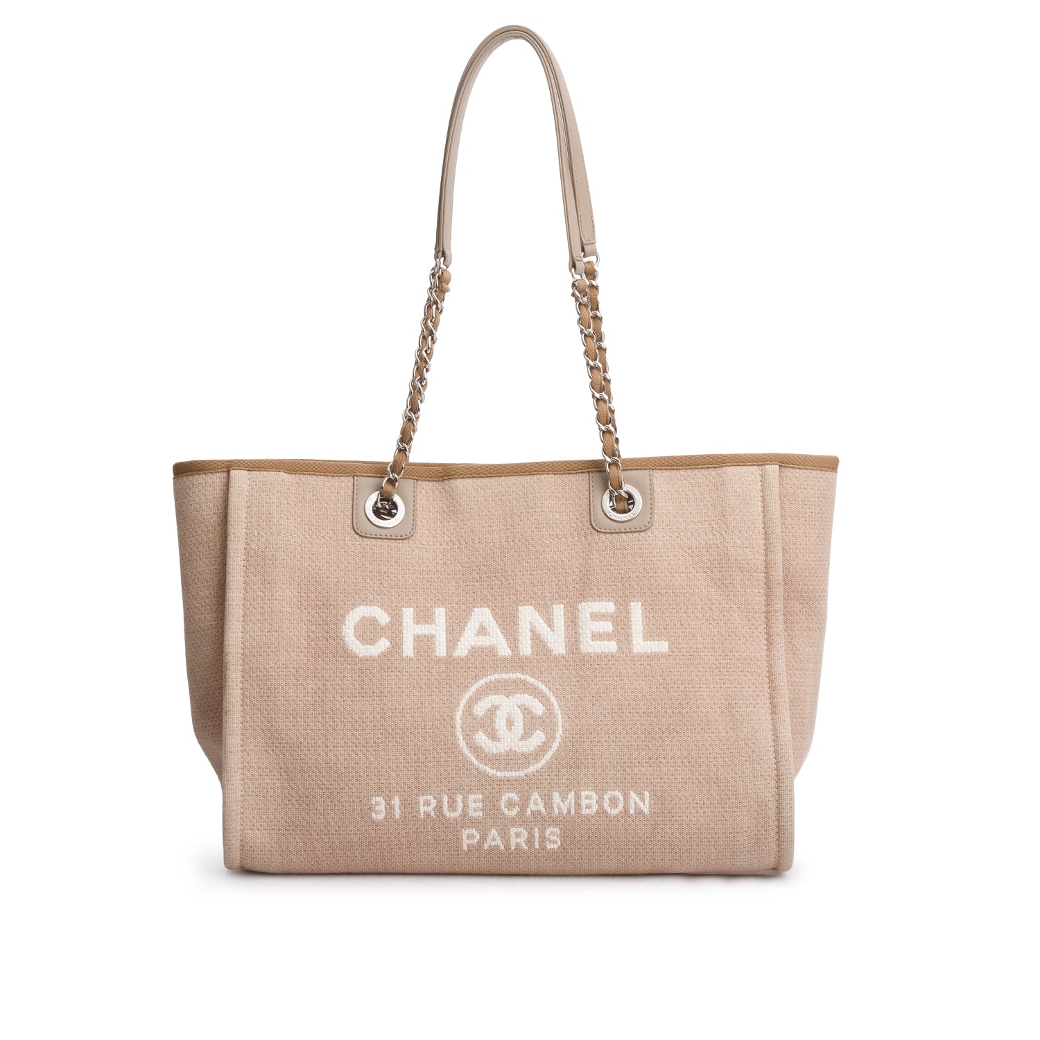 Chanel Beige Mixed Fibres Small Deauville Tote w/ Authenticity Card