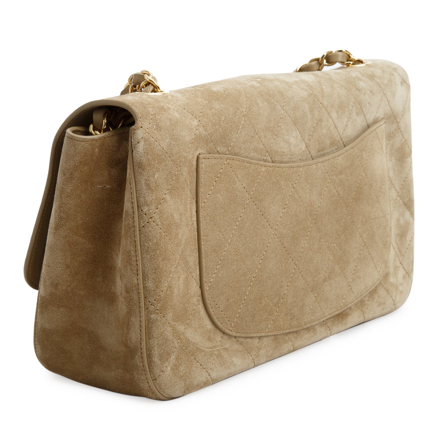 Chanel 2026 Dark Beige Suede Quilted Maxi Flap w/ Box