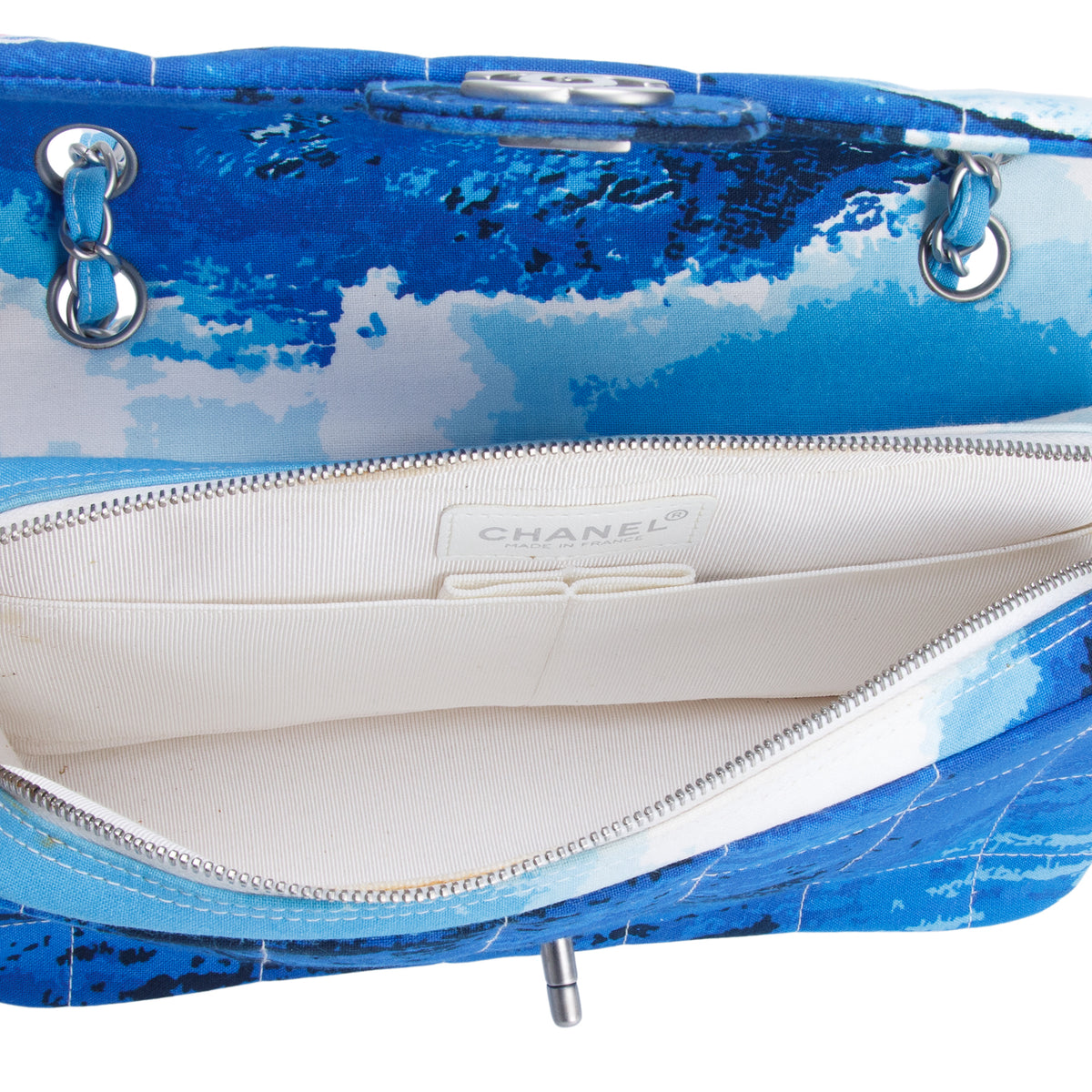 Chanel Multicolor Canvas Square Quilted Surf Flap Bag w/ Authenticity Card