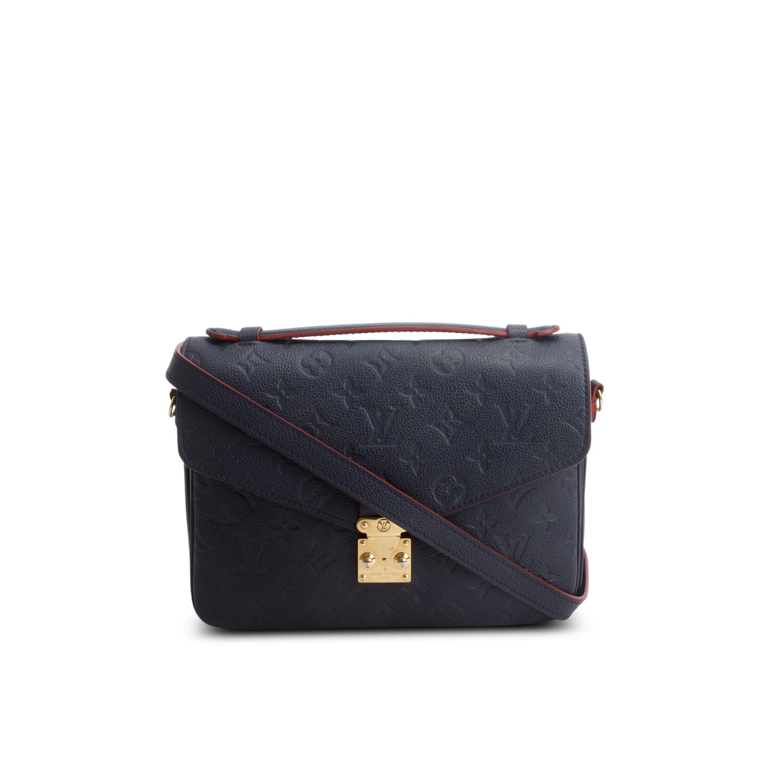 Louis Vuitton Navy Monogram Empreinte Leather Pochette Metis w/ Box & Strap