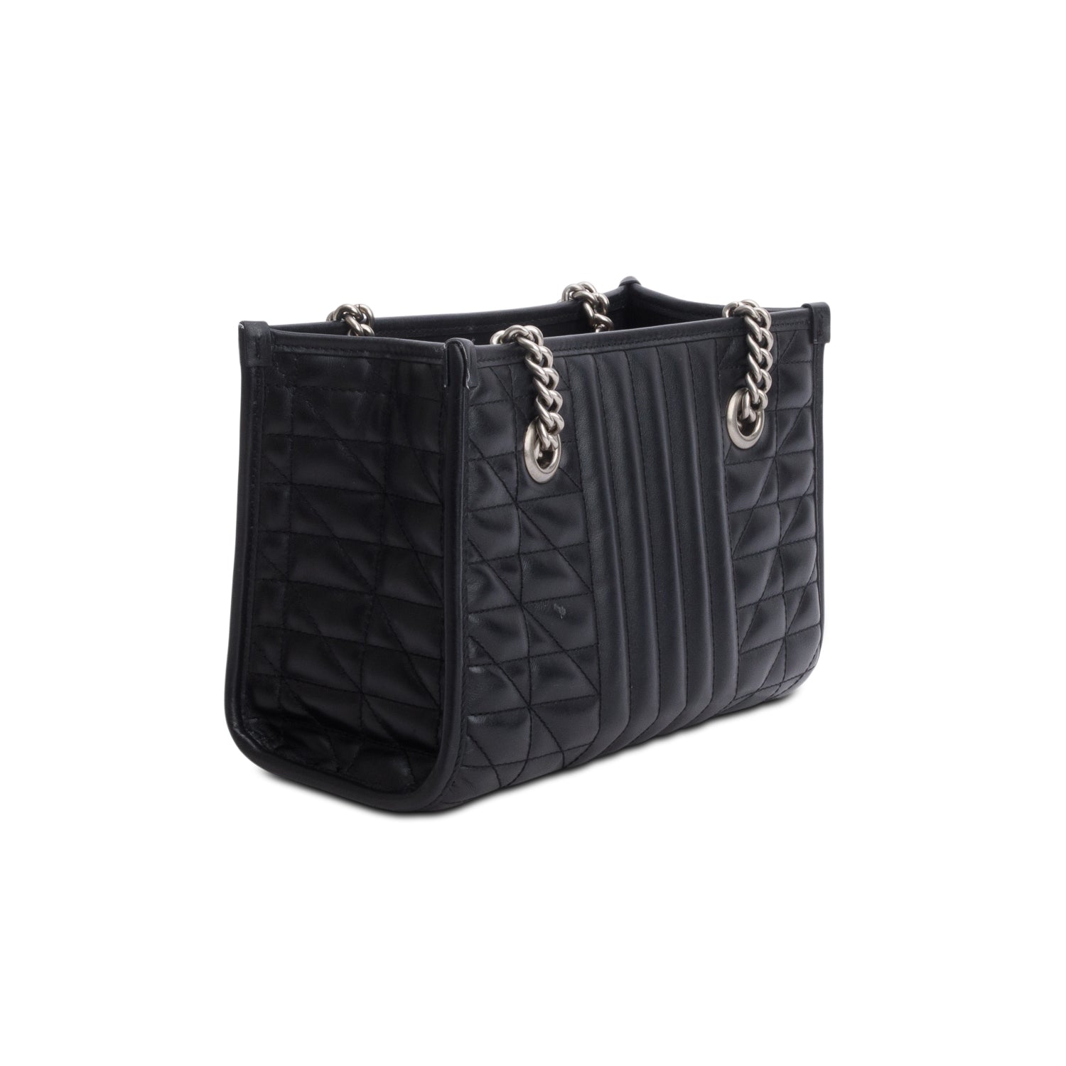 Gucci Black Calfskin Matelasse Aria Small GG Marmont Shoulder Tote